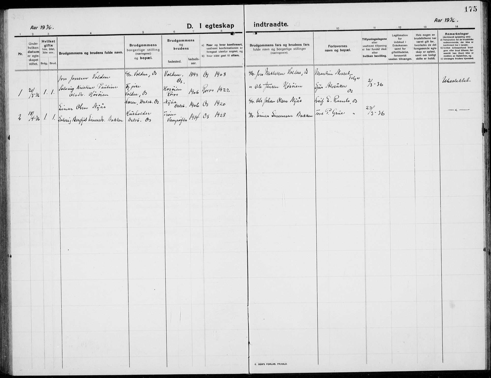 Tolga prestekontor, AV/SAH-PREST-062/L/L0014: Parish register (copy) no. 14, 1913-1936, p. 175