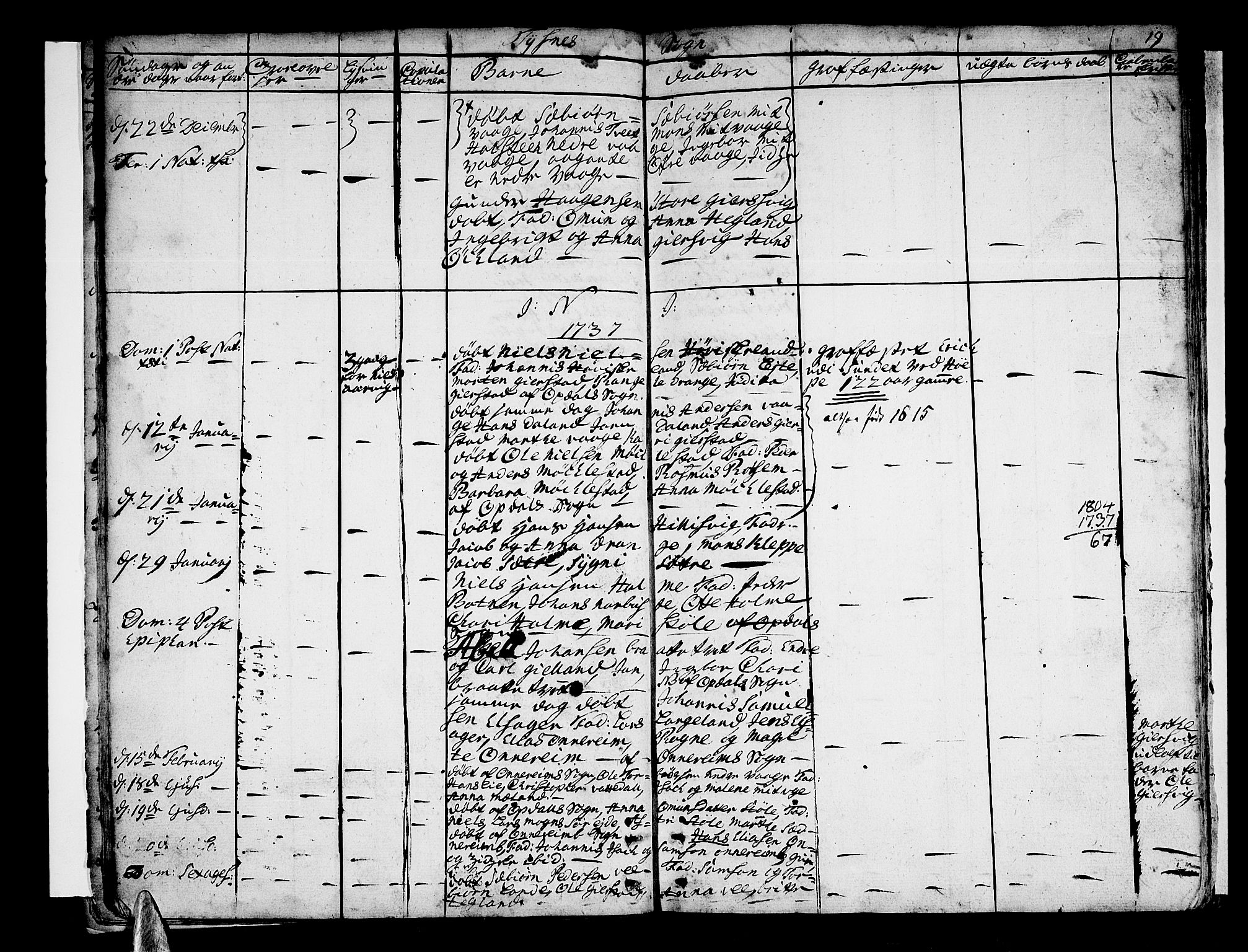 Tysnes sokneprestembete, AV/SAB-A-78601/H/Haa: Parish register (official) no. A 2 /1, 1732-1804, p. 19