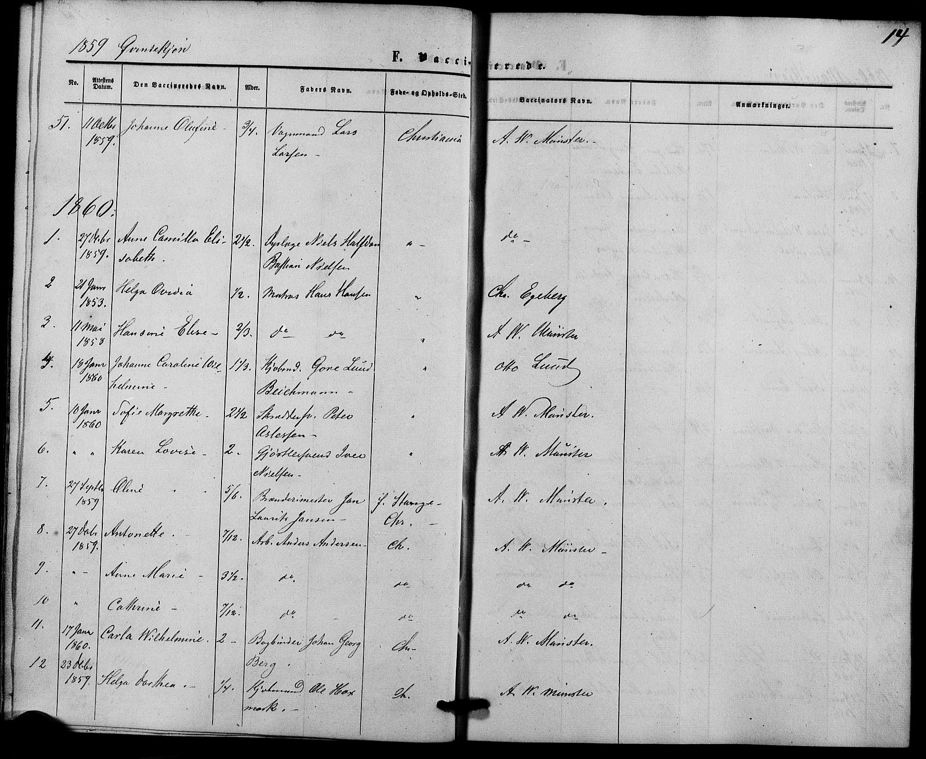 Trefoldighet prestekontor Kirkebøker, AV/SAO-A-10882/F/Fh/L0001: Vaccination register no. 1, 1857-1867, p. 14