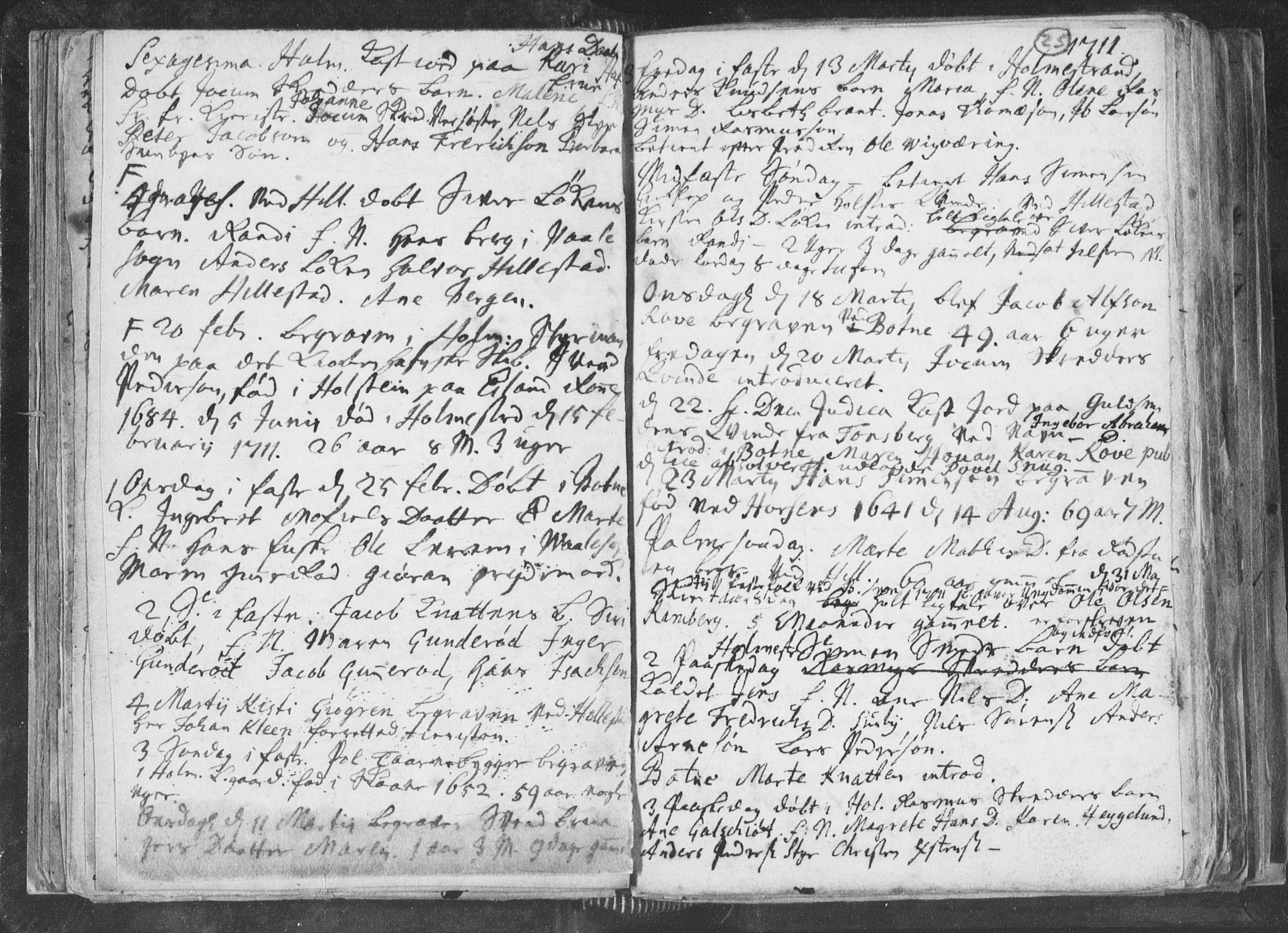 Botne kirkebøker, AV/SAKO-A-340/F/Fa/L0001b: Parish register (official) no. I 1B, 1707-1722, p. 25