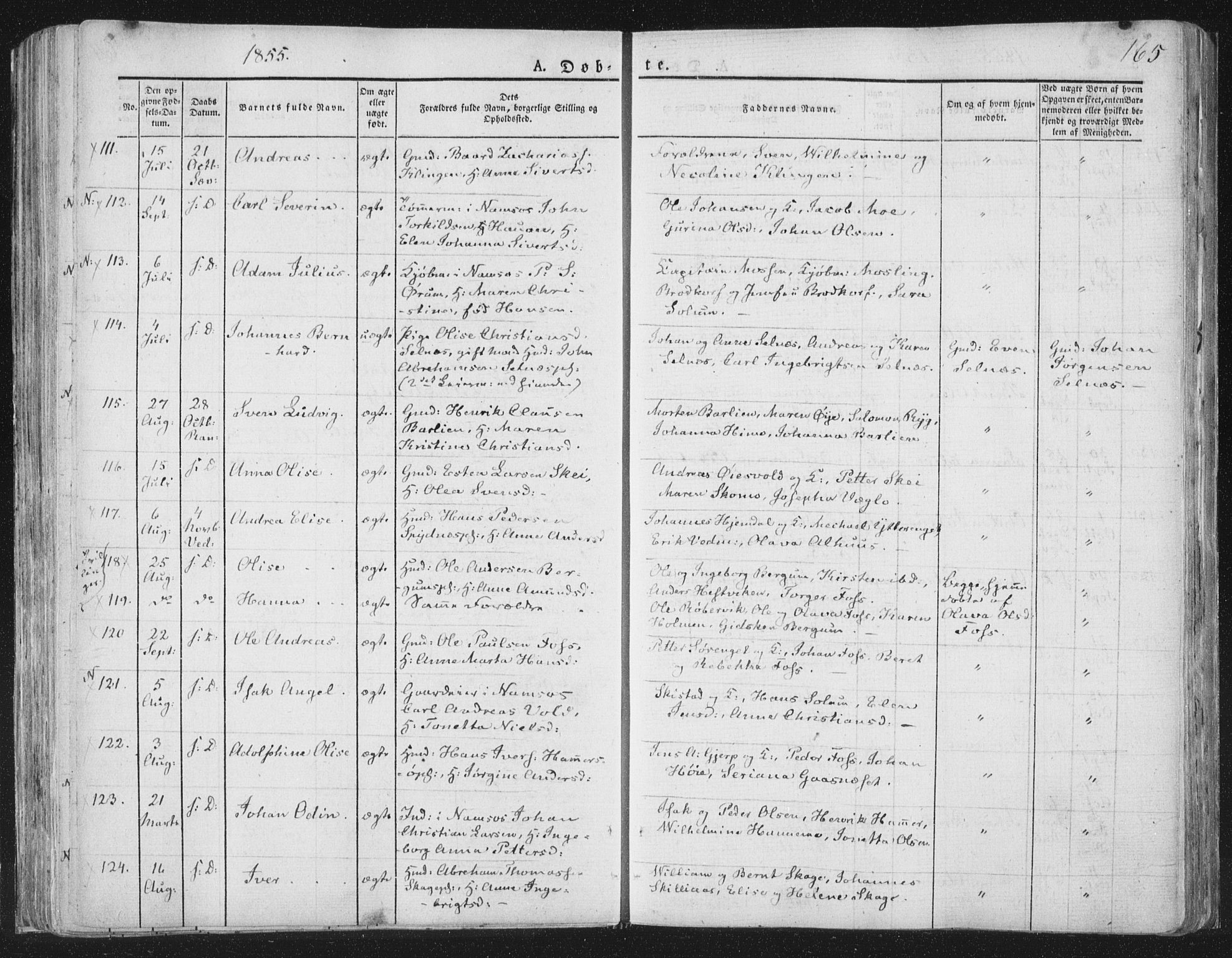 Ministerialprotokoller, klokkerbøker og fødselsregistre - Nord-Trøndelag, SAT/A-1458/764/L0551: Parish register (official) no. 764A07a, 1824-1864, p. 165