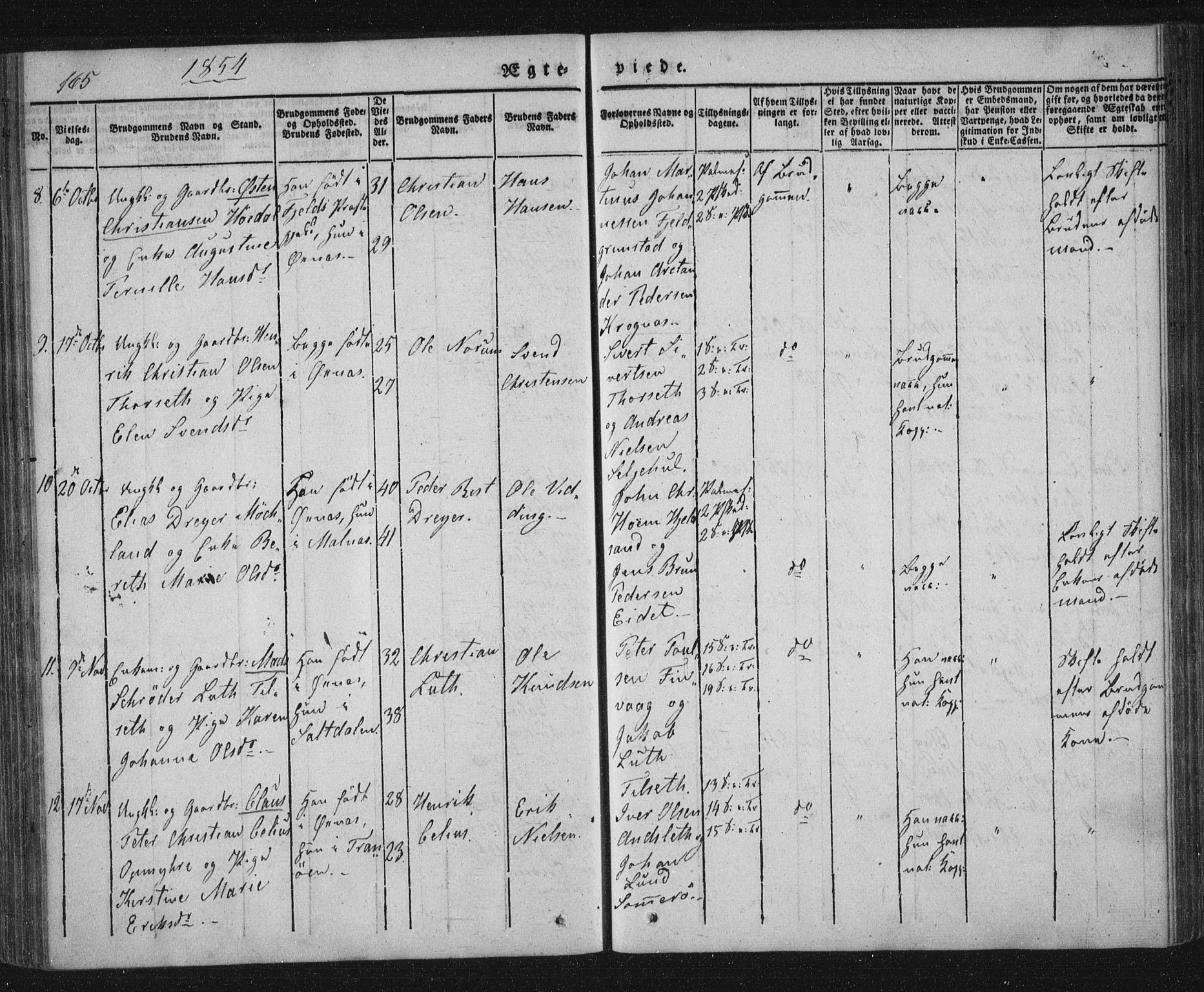 Ministerialprotokoller, klokkerbøker og fødselsregistre - Nordland, AV/SAT-A-1459/893/L1332: Parish register (official) no. 893A05, 1841-1858, p. 165