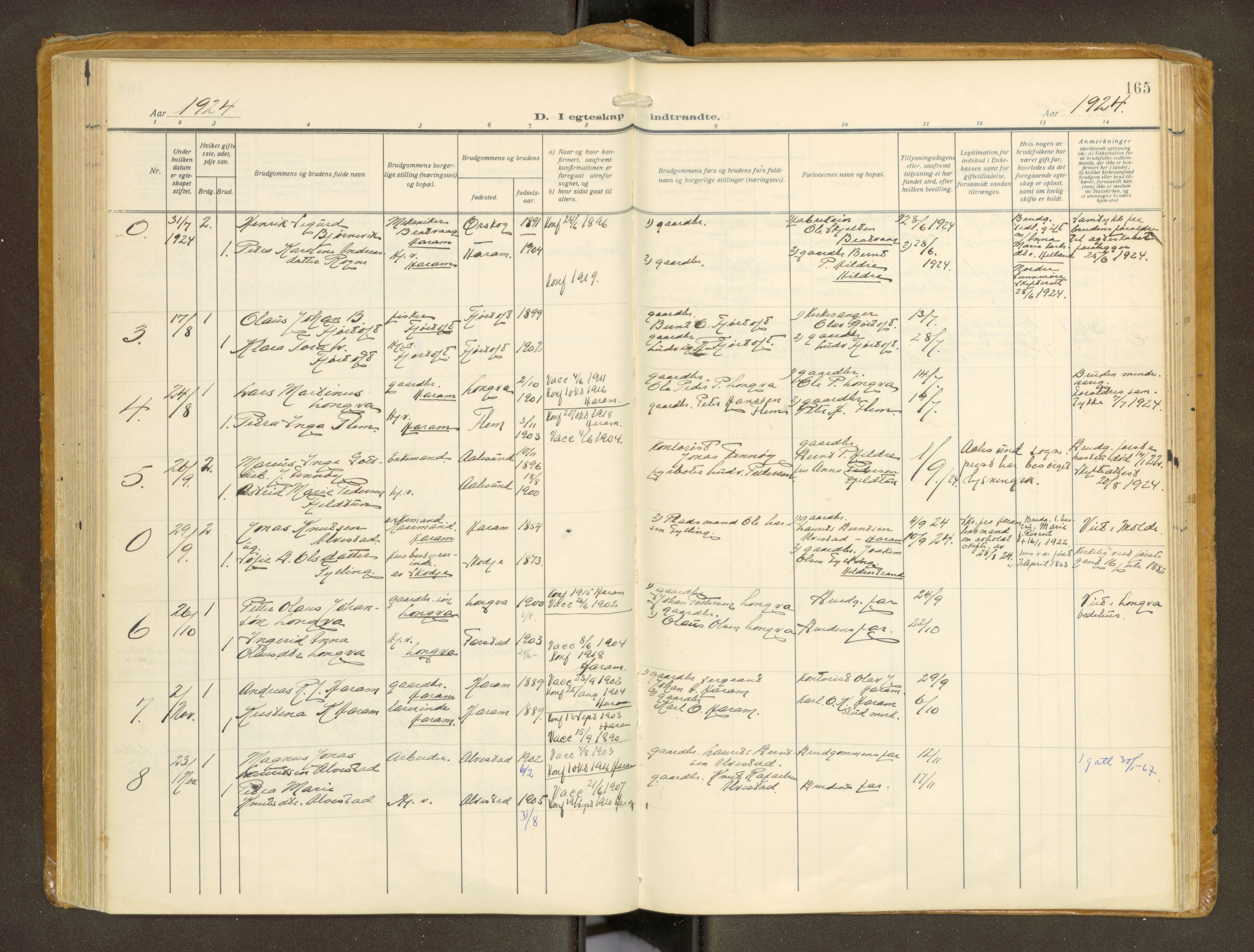 Ministerialprotokoller, klokkerbøker og fødselsregistre - Møre og Romsdal, AV/SAT-A-1454/536/L0518: Parish register (official) no. 536A--, 1914-1931, p. 165