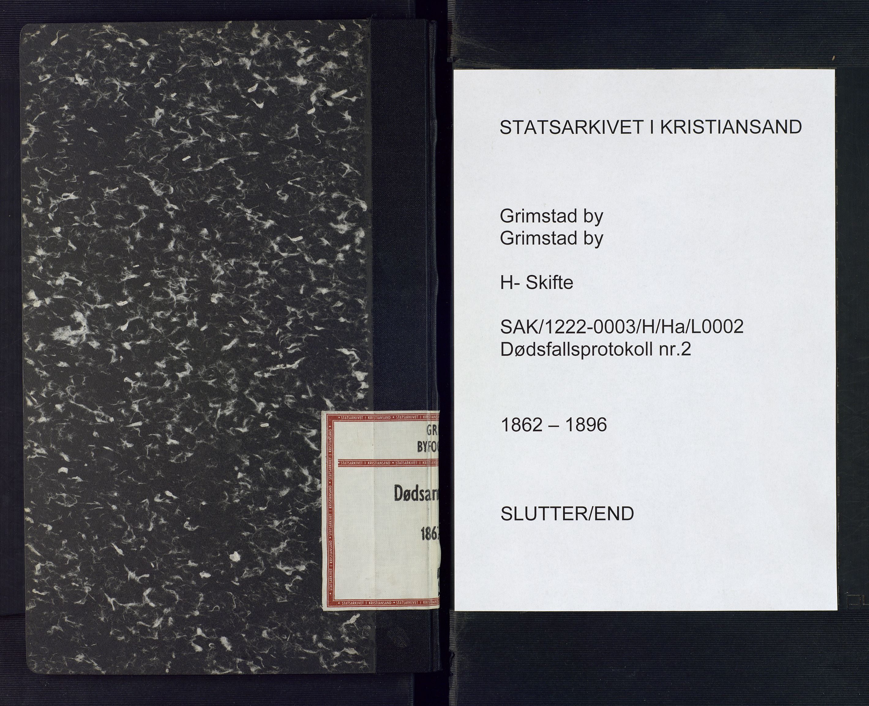 Grimstad byfogd, AV/SAK-1222-0003/H/Ha/L0002: Dødsfallsfortegnelse (kopi fra skifteprotokoller), 1862-1896