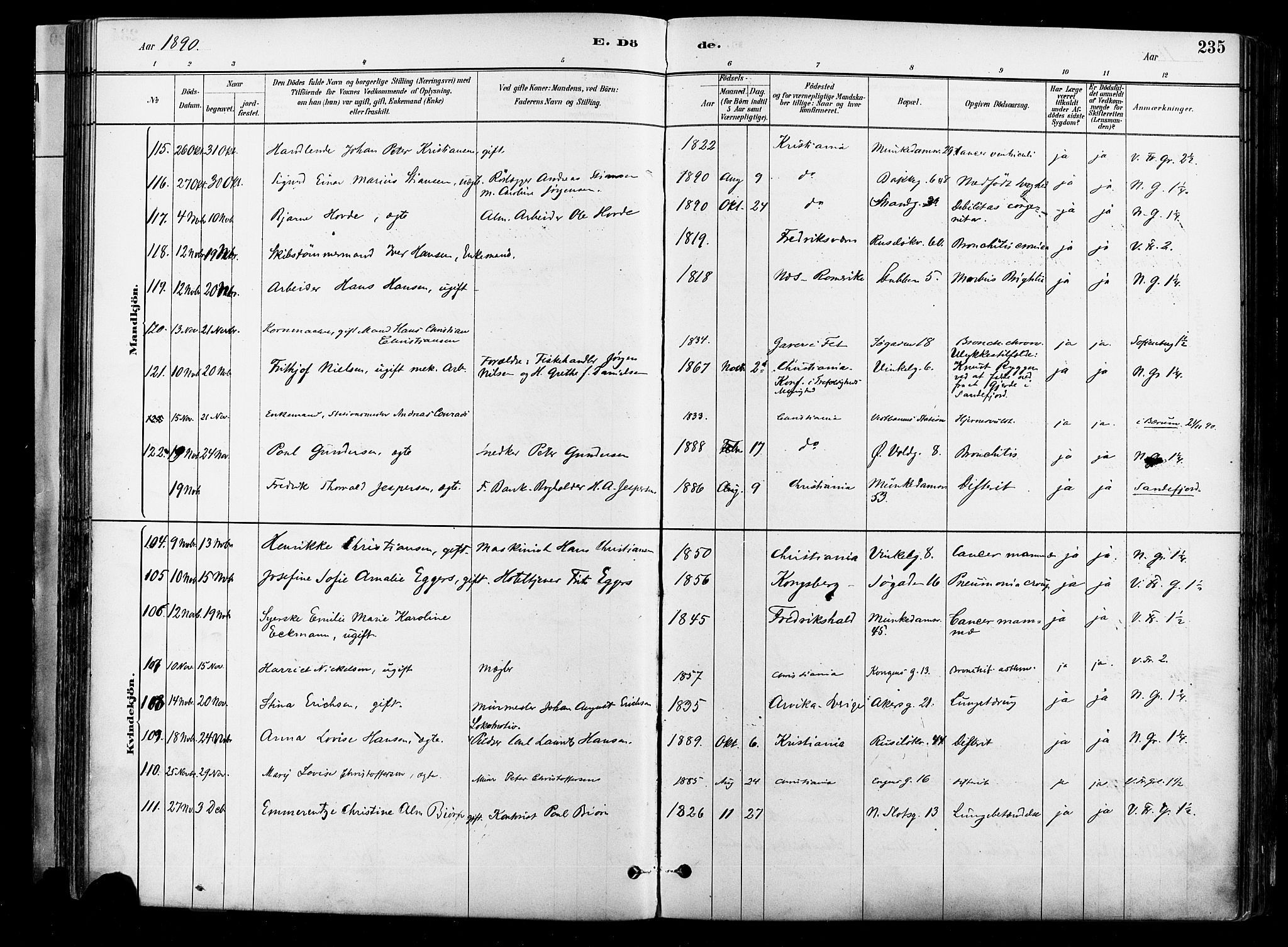 Johannes prestekontor Kirkebøker, SAO/A-10852/F/Fa/L0004: Parish register (official) no. 4, 1883-1907, p. 235