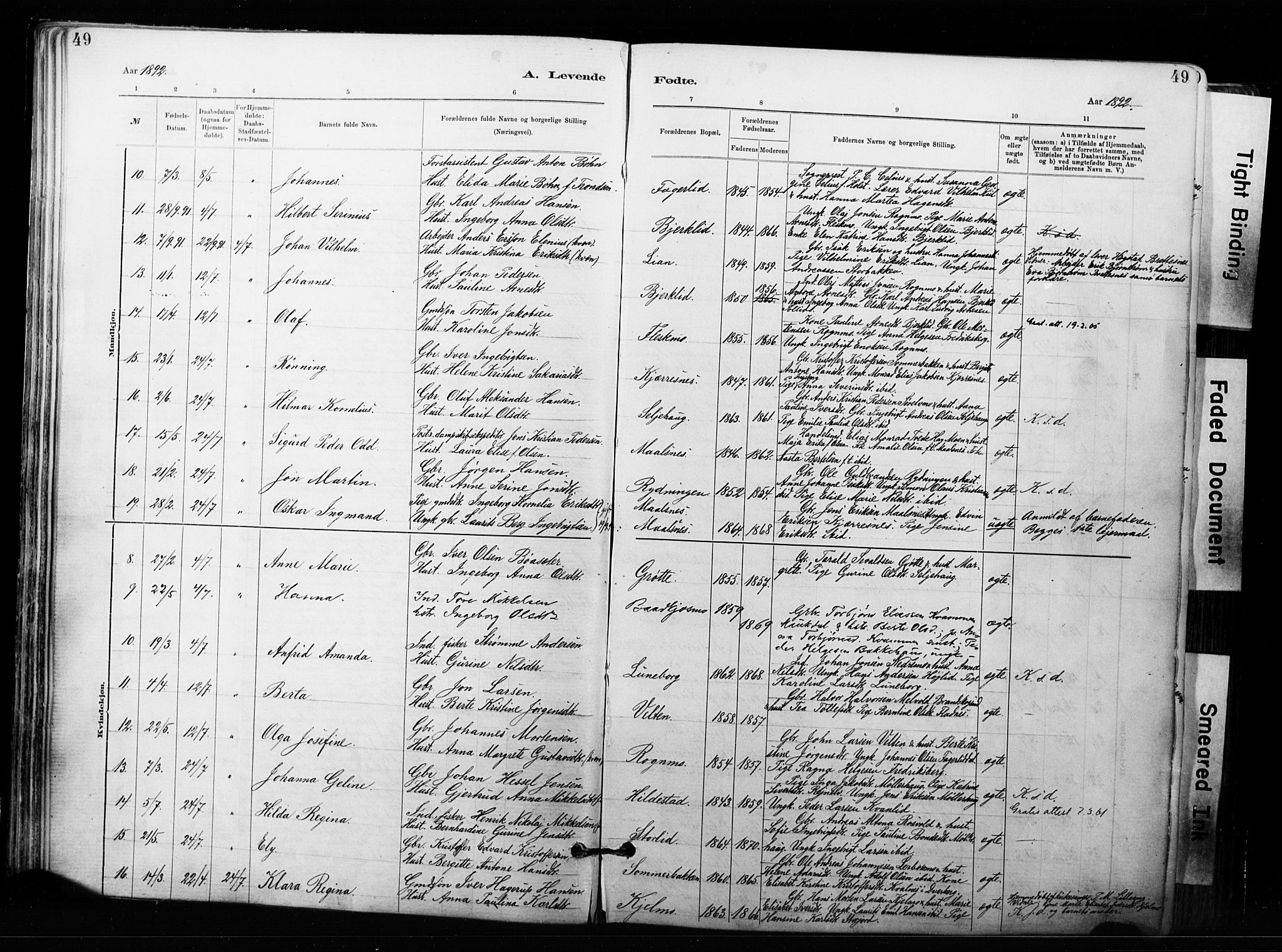 Målselv sokneprestembete, AV/SATØ-S-1311/G/Ga/Gaa/L0007kirke: Parish register (official) no. 7, 1884-1903, p. 49