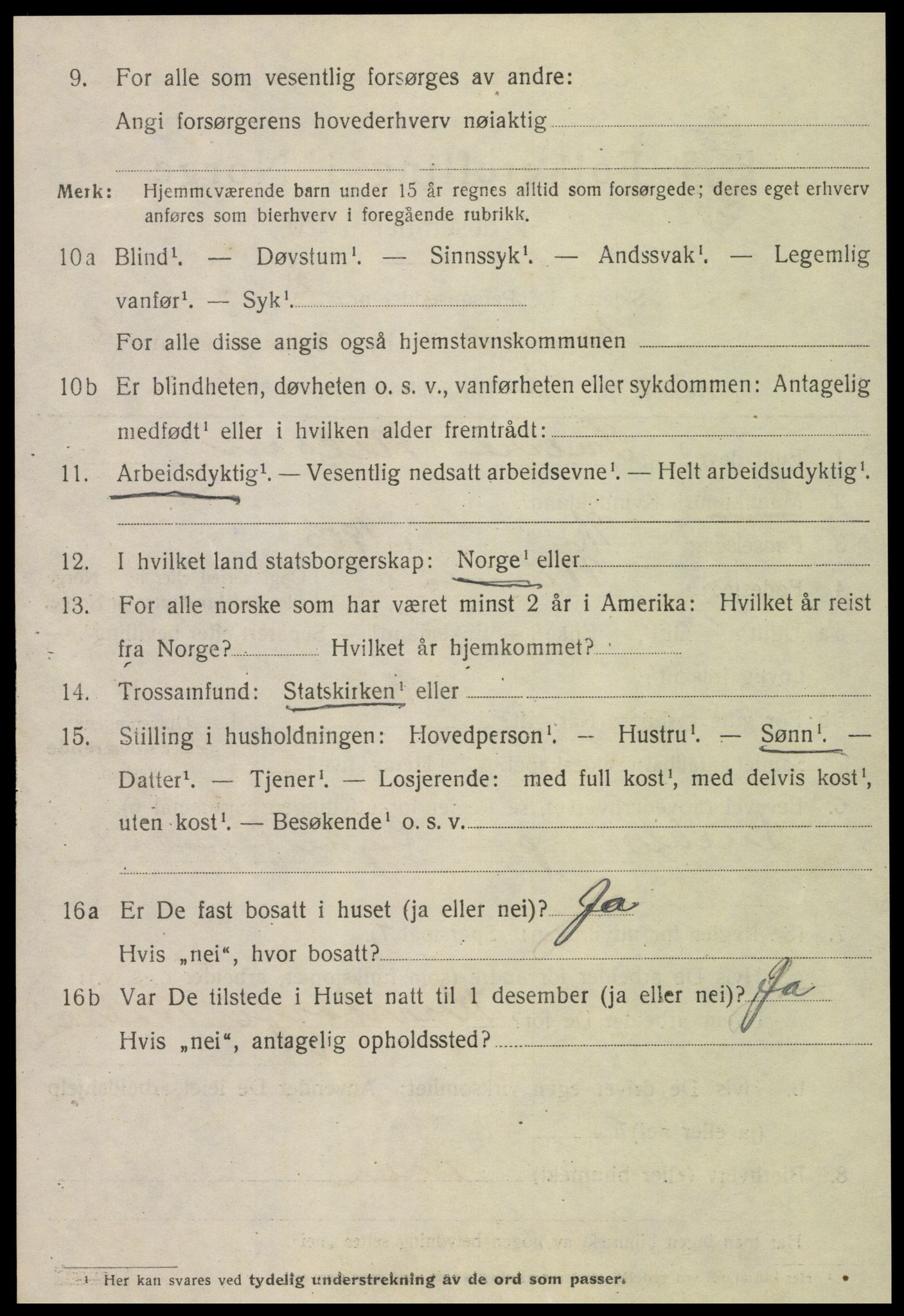 SAT, 1920 census for Namsos, 1920, p. 3710