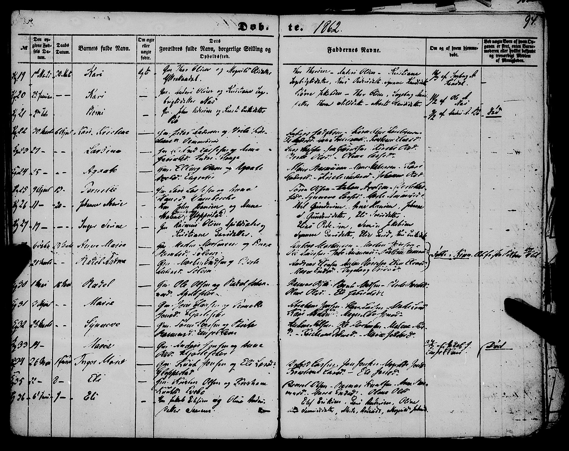 Gloppen sokneprestembete, AV/SAB-A-80101/H/Haa/Haaa/L0009: Parish register (official) no. A 9, 1855-1870, p. 94