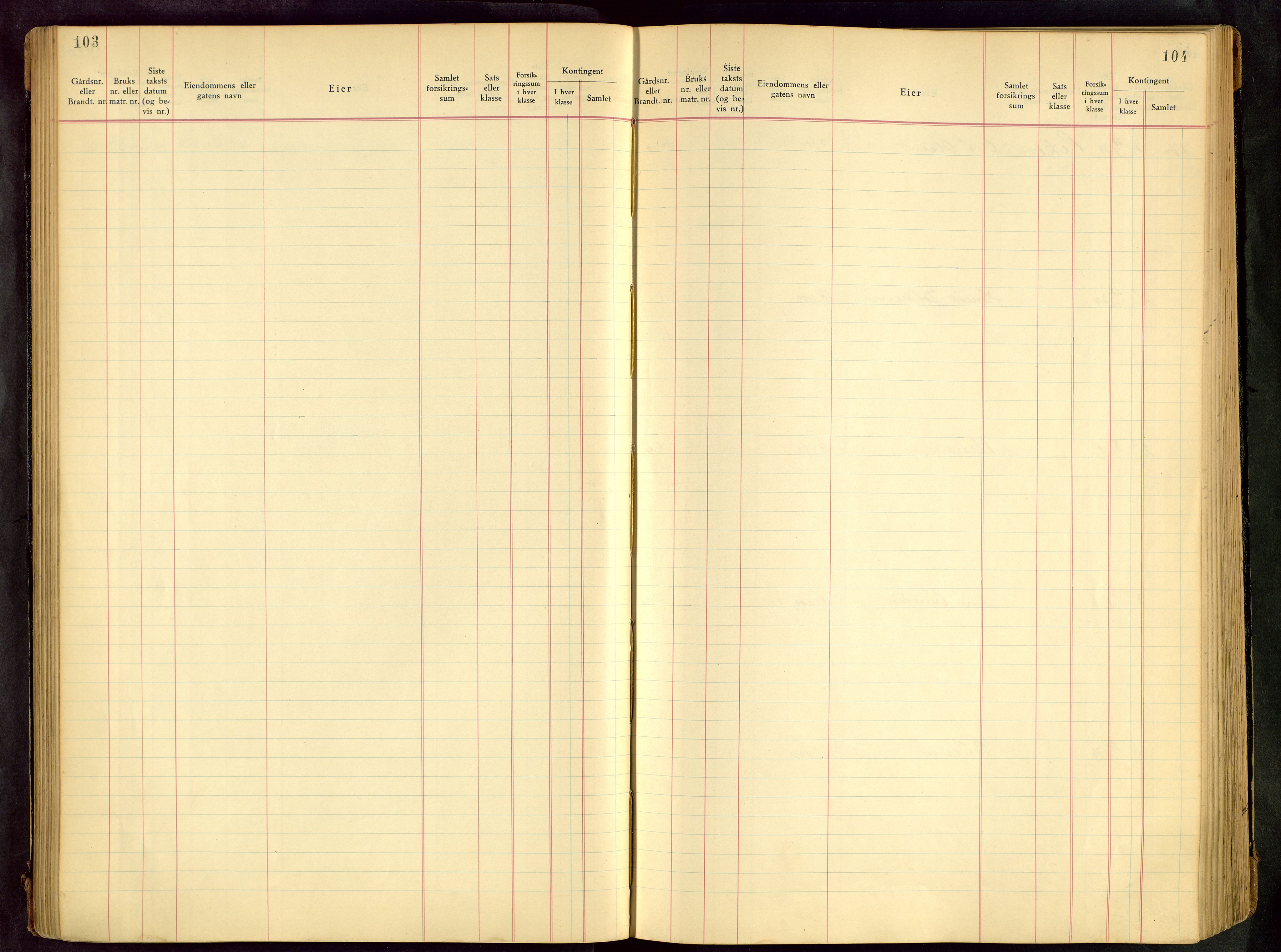 Håland lensmannskontor, AV/SAST-A-100100/Goa/L0001: Beregningsprotokoll brannforsikring, 1932-1947, p. 103-104