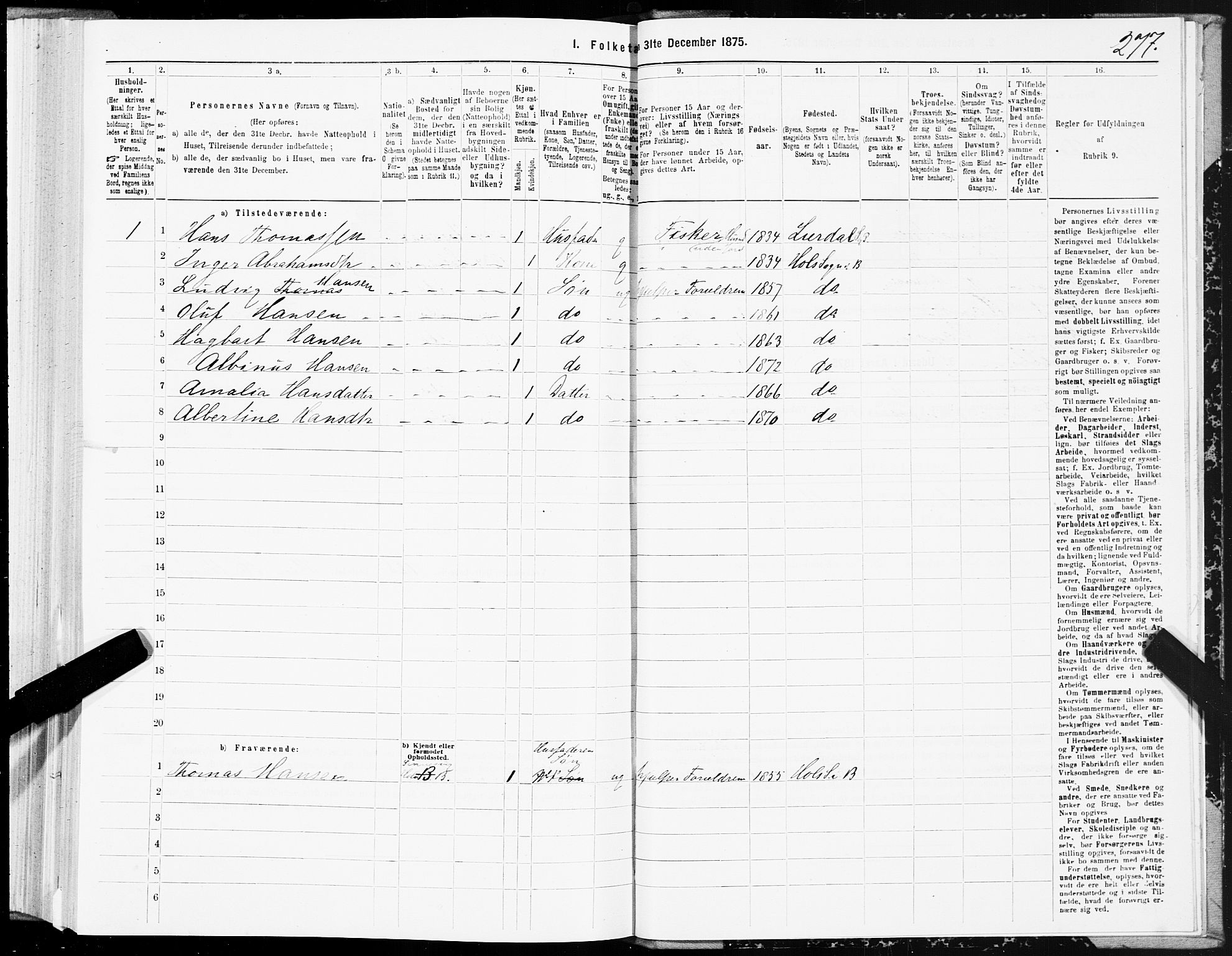 SAT, 1875 census for 1860P Buksnes, 1875, p. 3277