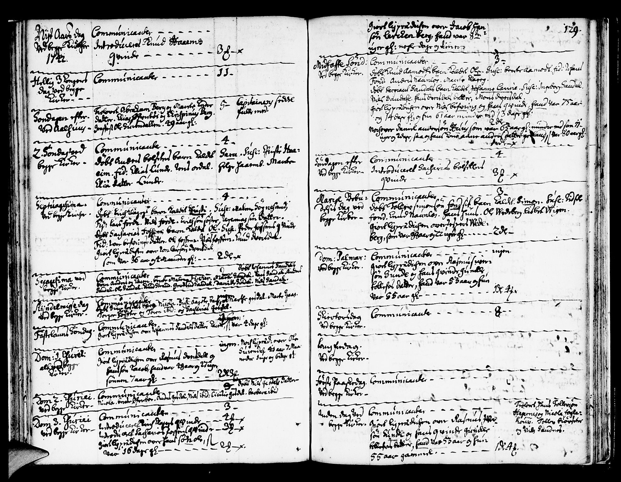 Jølster sokneprestembete, AV/SAB-A-80701/H/Haa/Haaa/L0002: Parish register (official) no. A 2, 1731-1749, p. 128-129