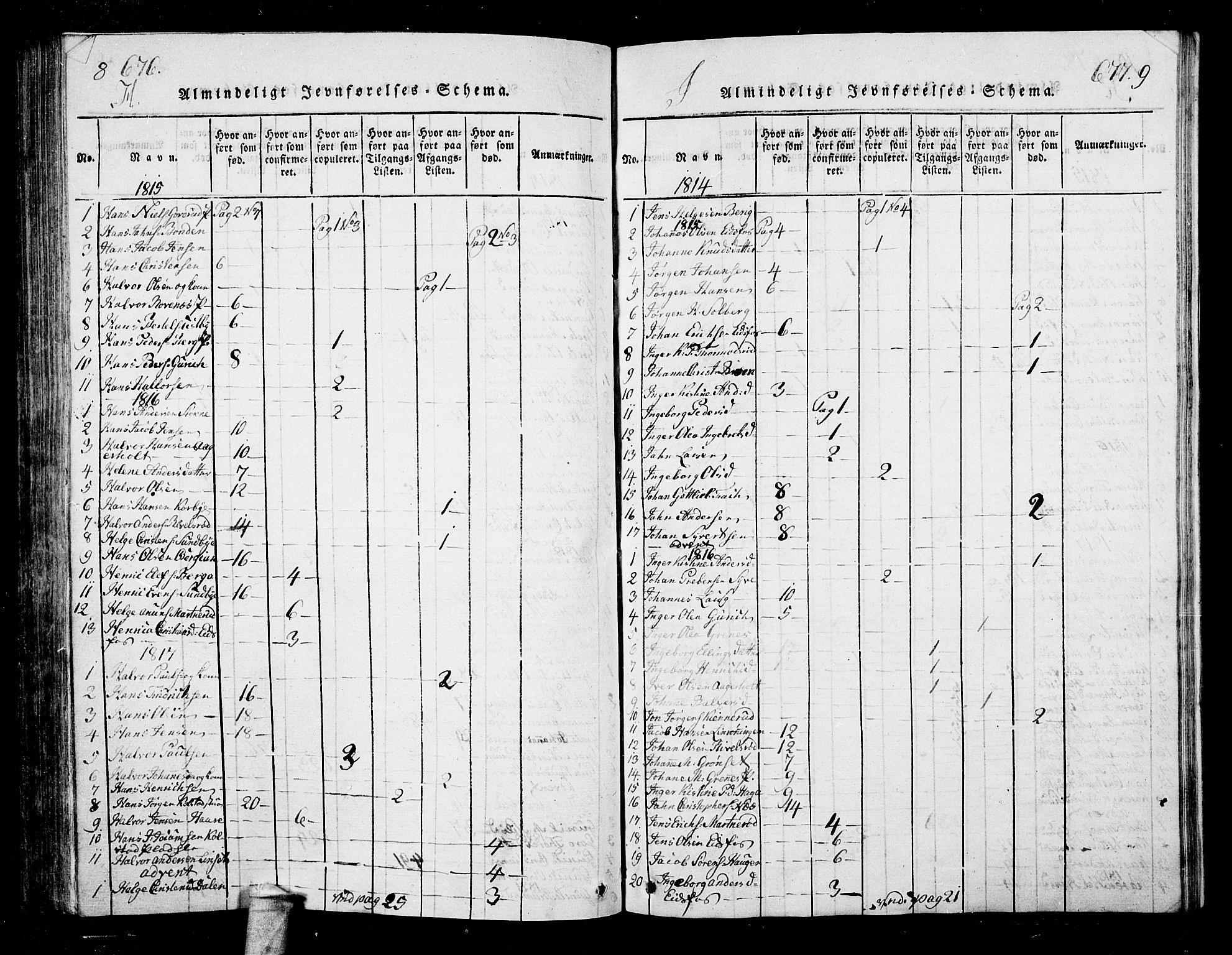 Hof kirkebøker, AV/SAKO-A-64/G/Ga/L0001: Parish register (copy) no. I 1, 1814-1844, p. 676-677