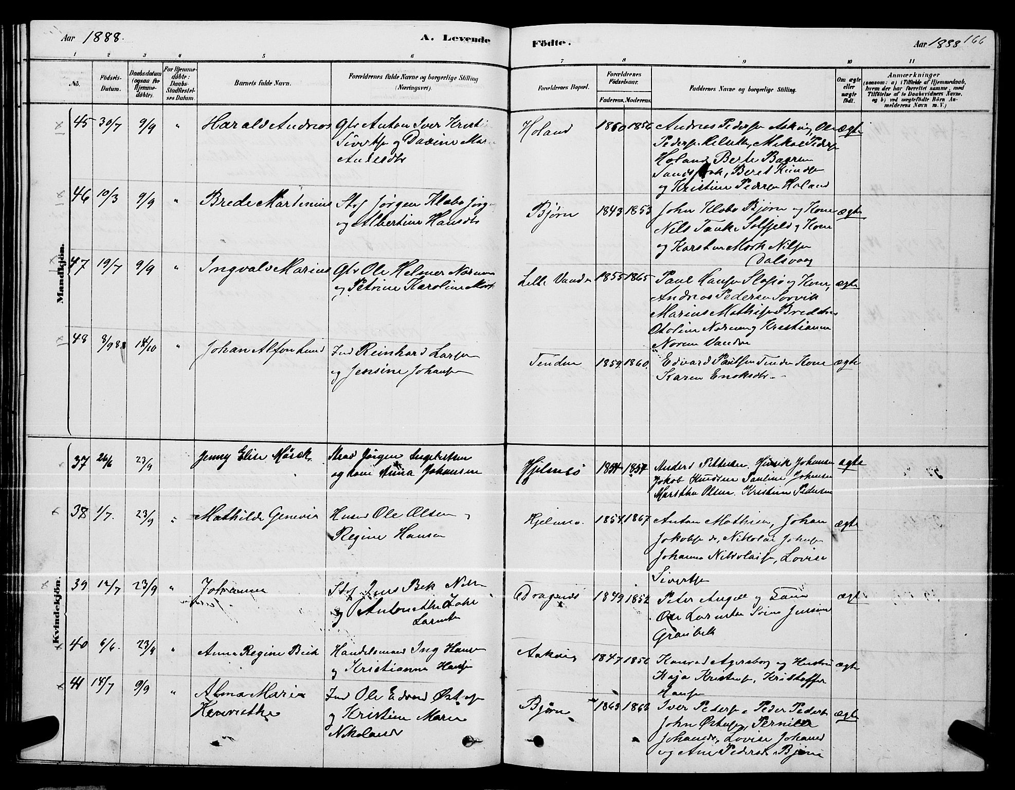 Ministerialprotokoller, klokkerbøker og fødselsregistre - Nordland, SAT/A-1459/834/L0513: Parish register (copy) no. 834C04, 1877-1892, p. 166