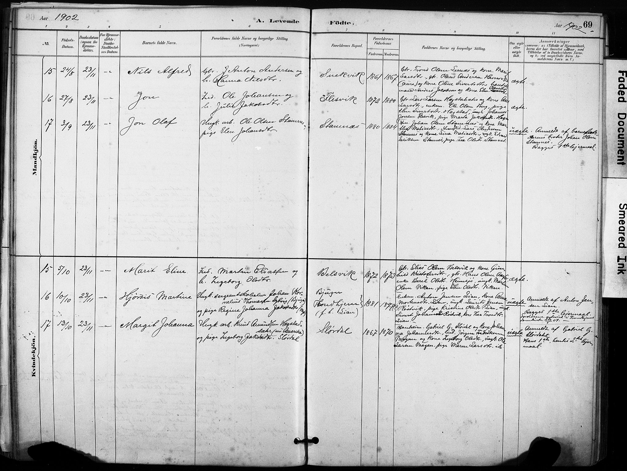 Ministerialprotokoller, klokkerbøker og fødselsregistre - Sør-Trøndelag, SAT/A-1456/633/L0518: Parish register (official) no. 633A01, 1884-1906, p. 69