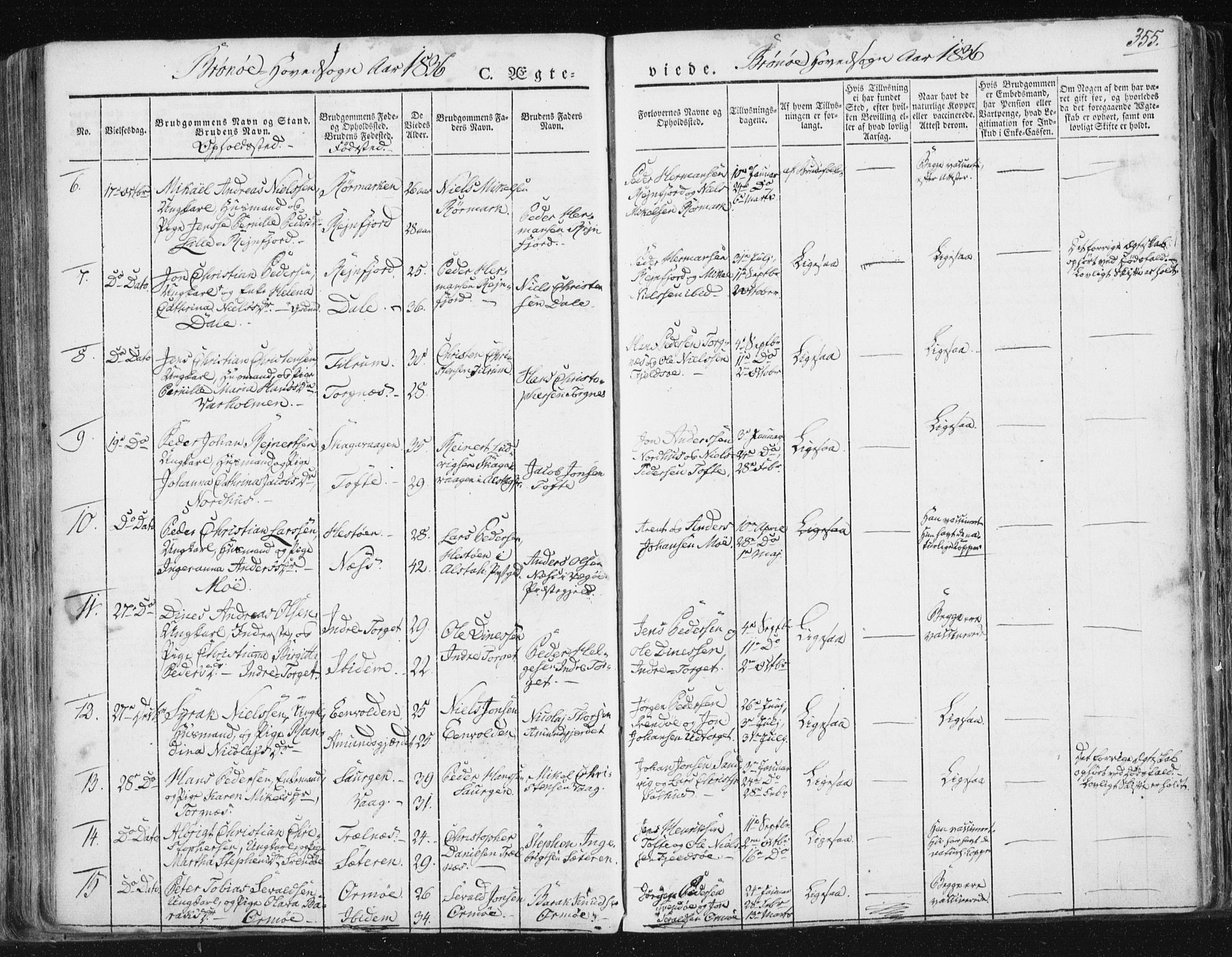 Ministerialprotokoller, klokkerbøker og fødselsregistre - Nordland, SAT/A-1459/813/L0198: Parish register (official) no. 813A08, 1834-1874, p. 355