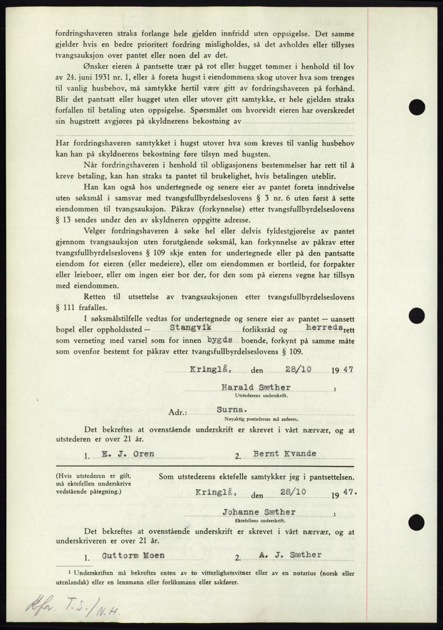 Nordmøre sorenskriveri, AV/SAT-A-4132/1/2/2Ca: Mortgage book no. B97, 1947-1948, Diary no: : 2591/1947