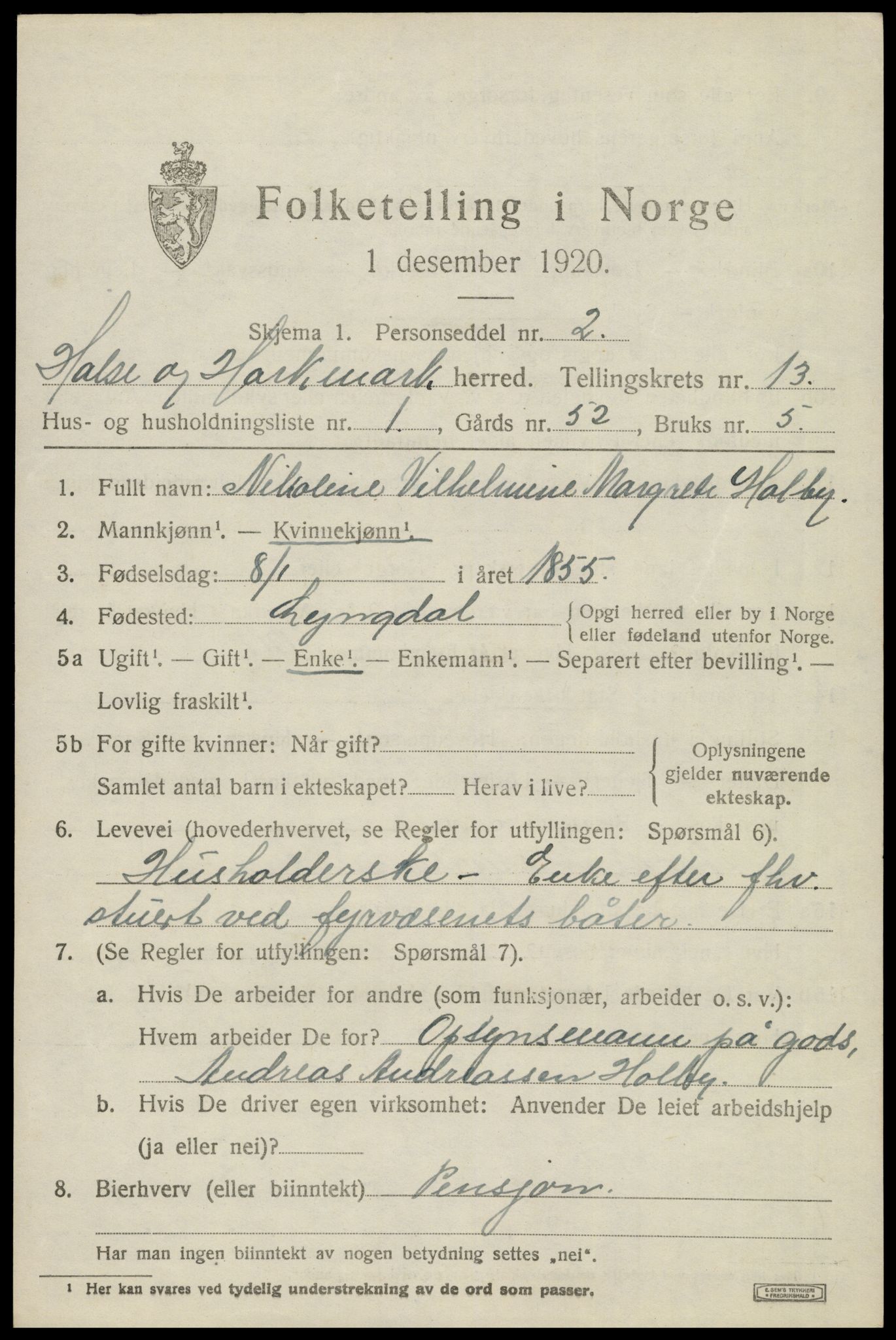 SAK, 1920 census for Halse og Harkmark, 1920, p. 7061