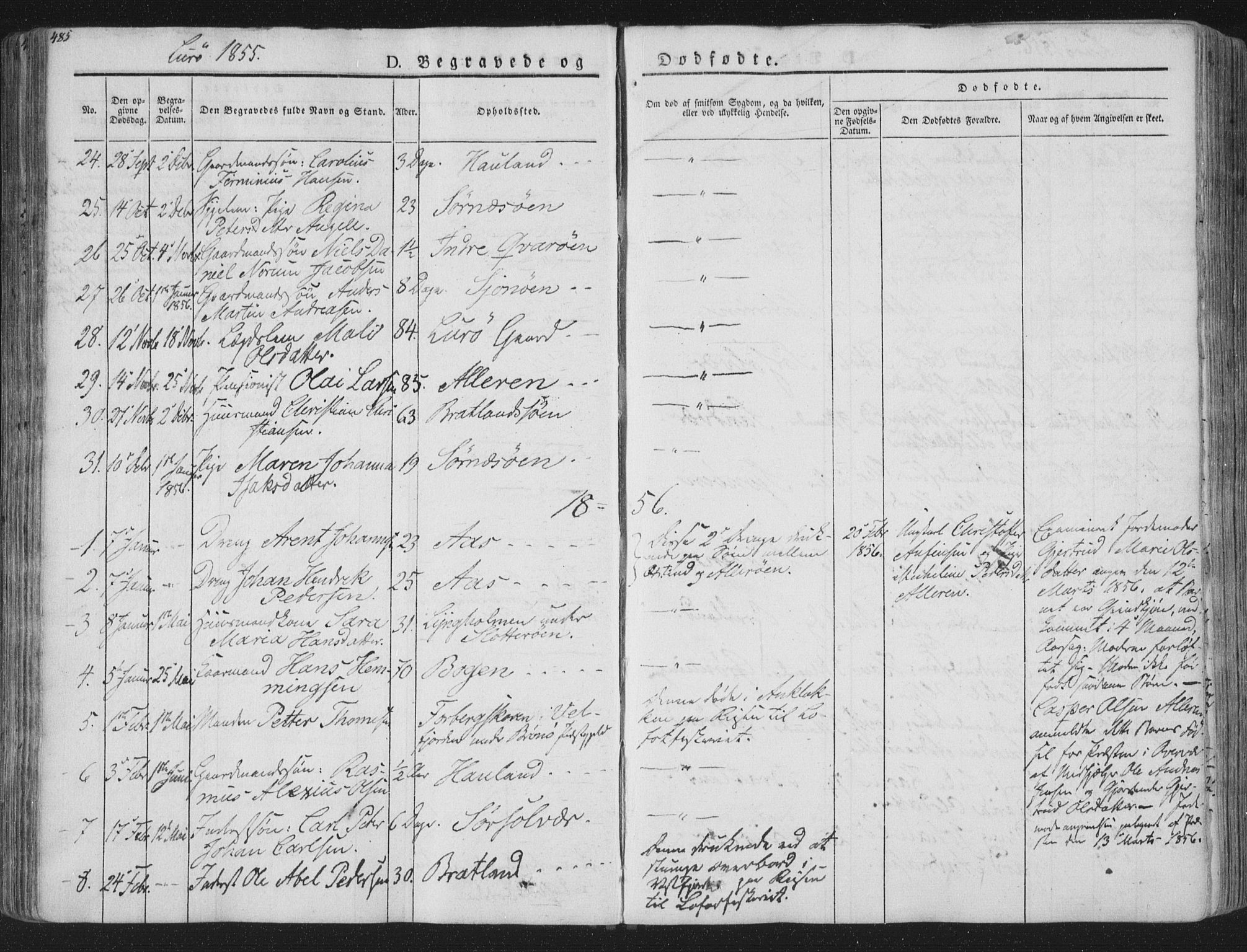 Ministerialprotokoller, klokkerbøker og fødselsregistre - Nordland, SAT/A-1459/839/L0566: Parish register (official) no. 839A03, 1825-1862, p. 485