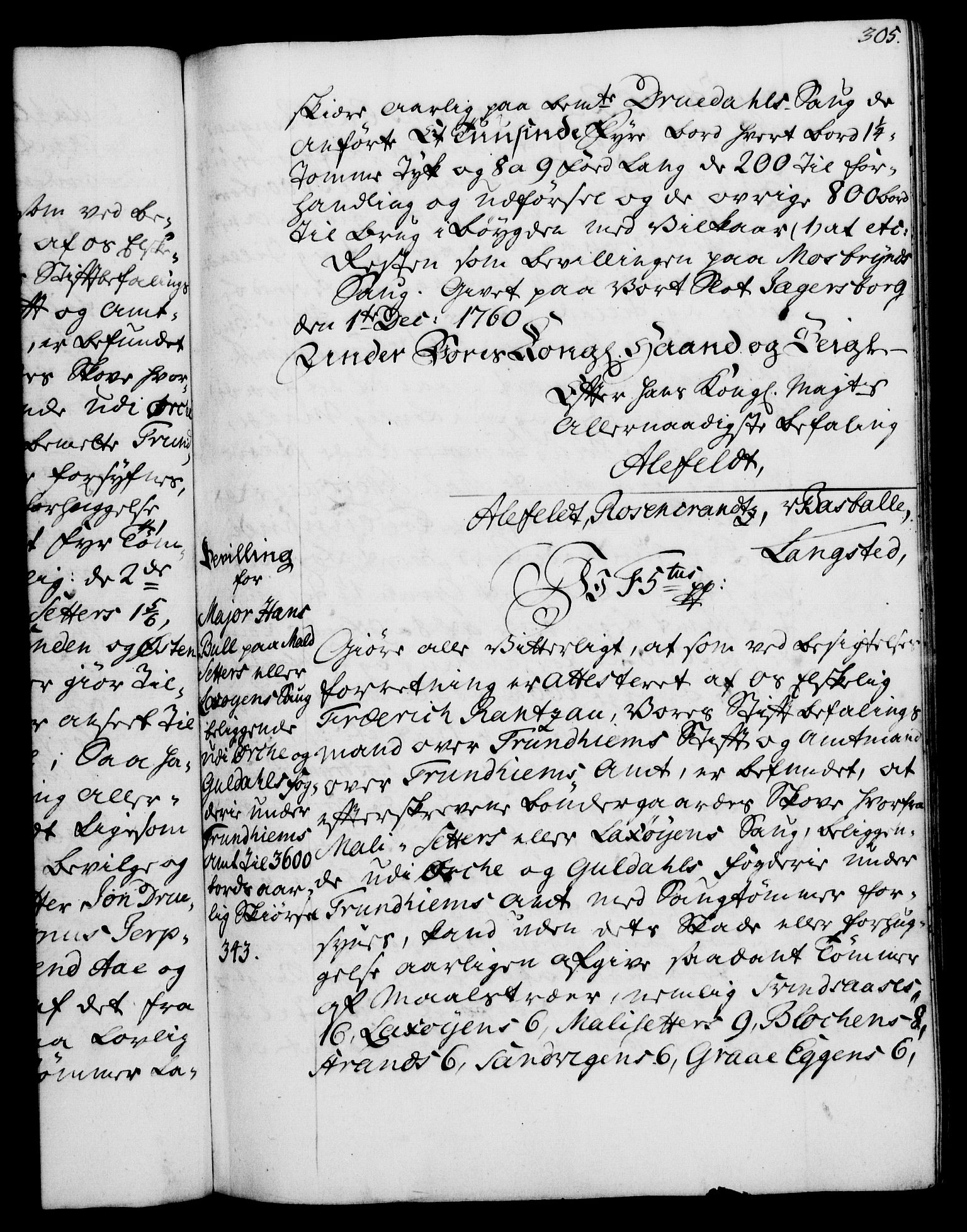 Rentekammeret, Kammerkanselliet, AV/RA-EA-3111/G/Gg/Gga/L0007: Norsk ekspedisjonsprotokoll med register (merket RK 53.7), 1759-1768, p. 305