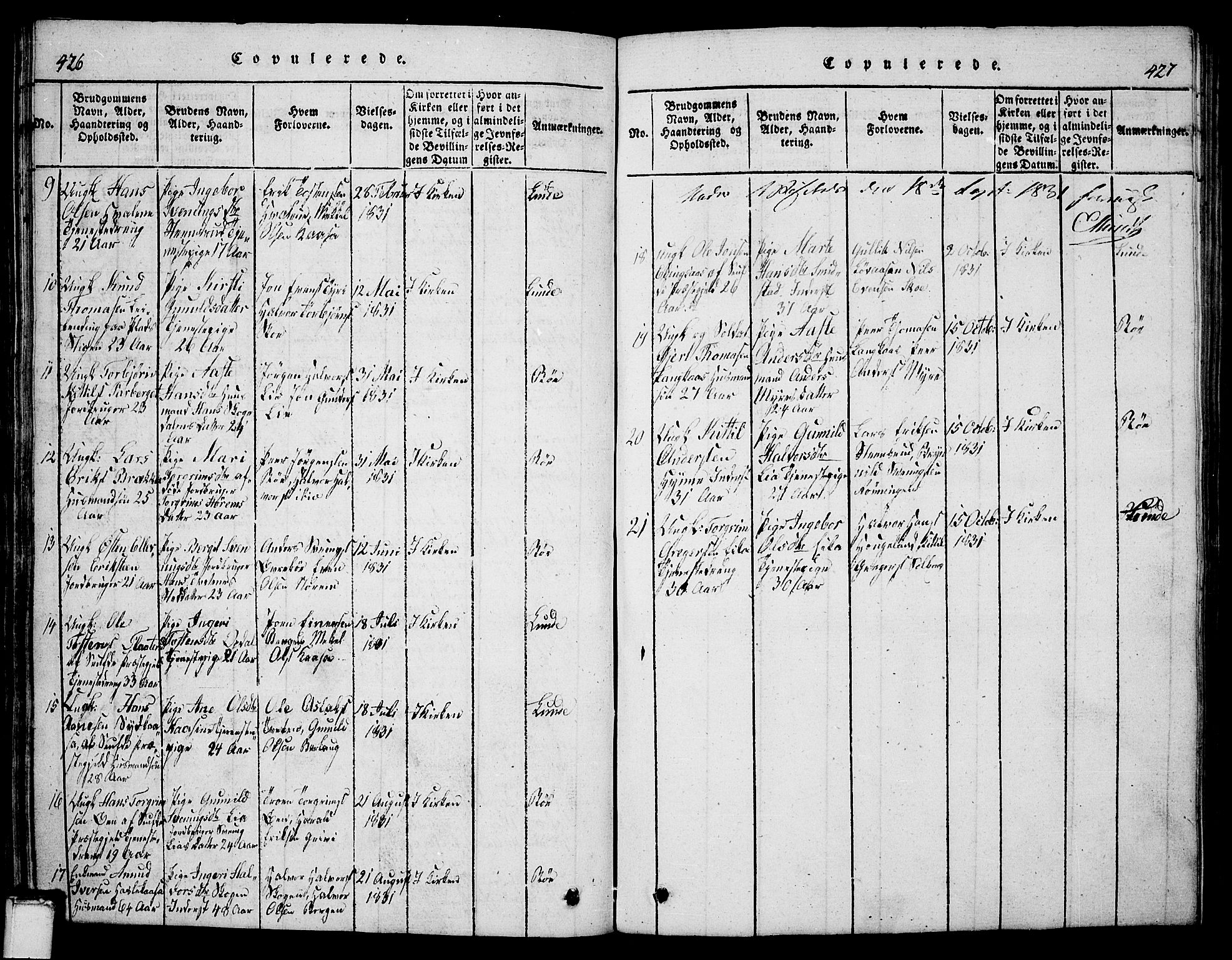 Bø kirkebøker, SAKO/A-257/G/Ga/L0001: Parish register (copy) no. 1, 1815-1831, p. 426-427