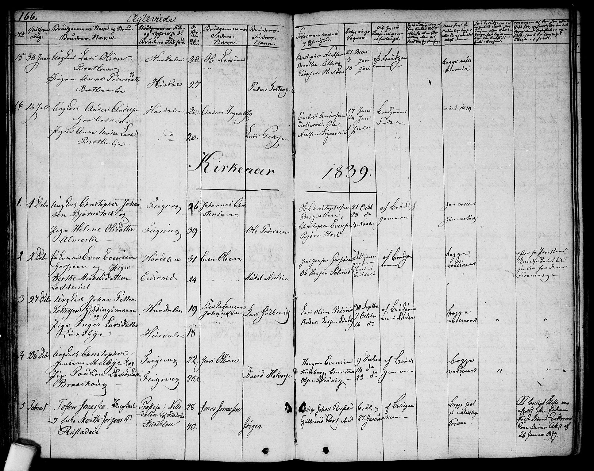Hurdal prestekontor Kirkebøker, SAO/A-10889/F/Fa/L0004: Parish register (official) no. I 4, 1828-1845, p. 166