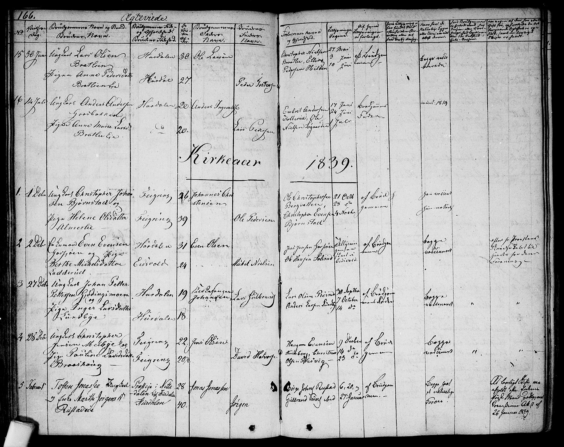 Hurdal prestekontor Kirkebøker, AV/SAO-A-10889/F/Fa/L0004: Parish register (official) no. I 4, 1828-1845, p. 166