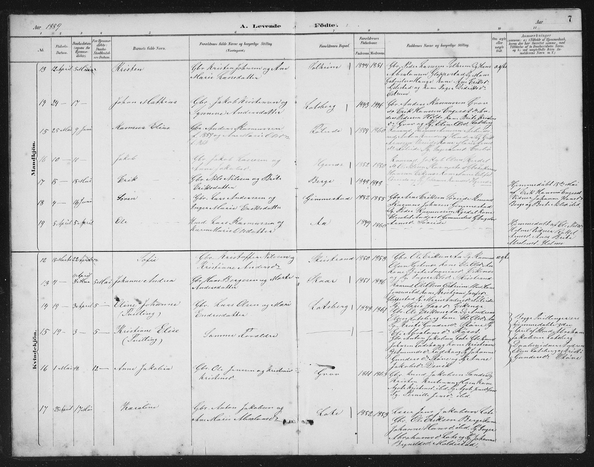 Gloppen sokneprestembete, AV/SAB-A-80101/H/Hab/Habb/L0002: Parish register (copy) no. B 2, 1889-1909, p. 7