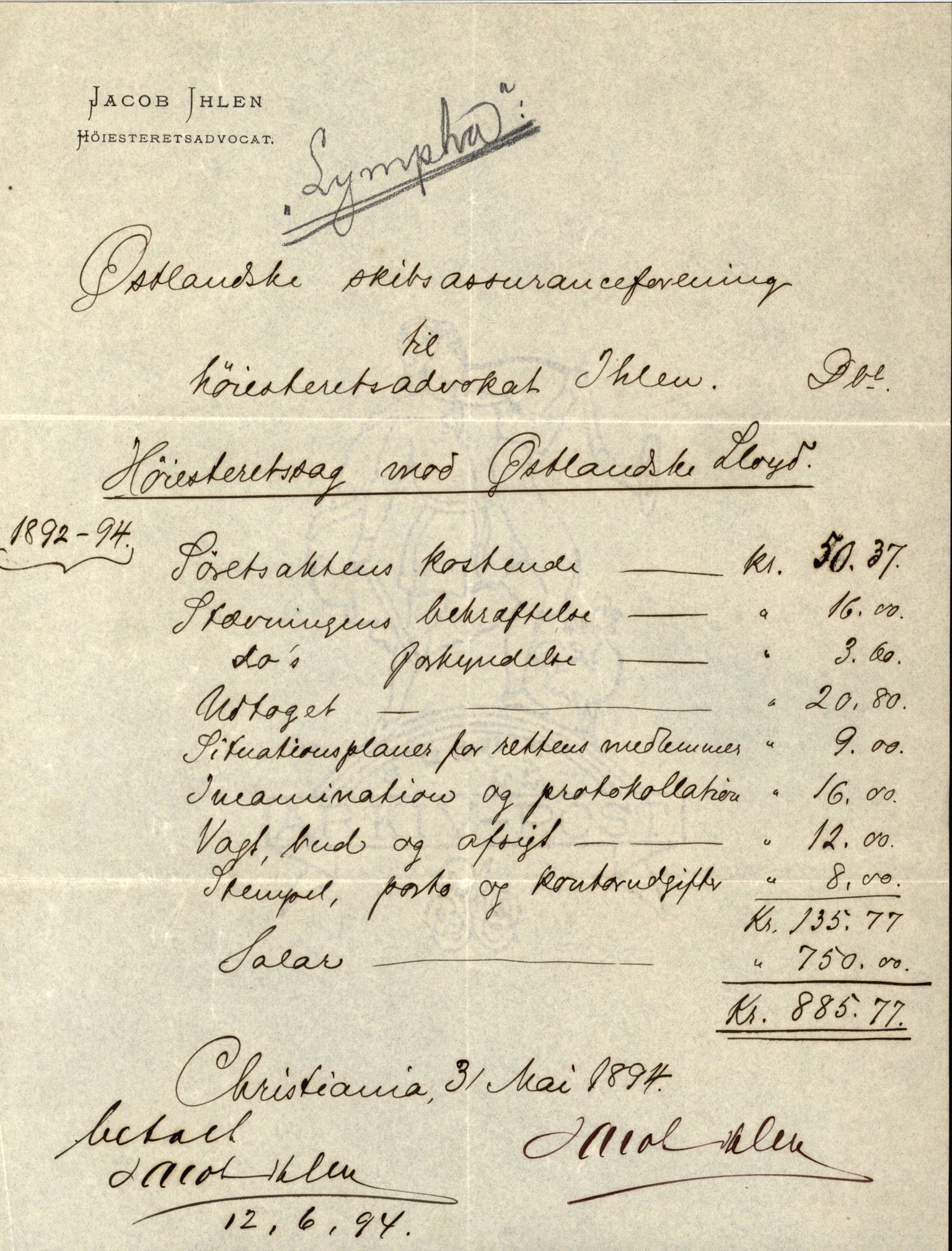 Pa 63 - Østlandske skibsassuranceforening, VEMU/A-1079/G/Ga/L0022/0001: Havaridokumenter / Columbus, Dagny av Holmestrand, Venus, Lymphia, Dione, 1888, p. 34