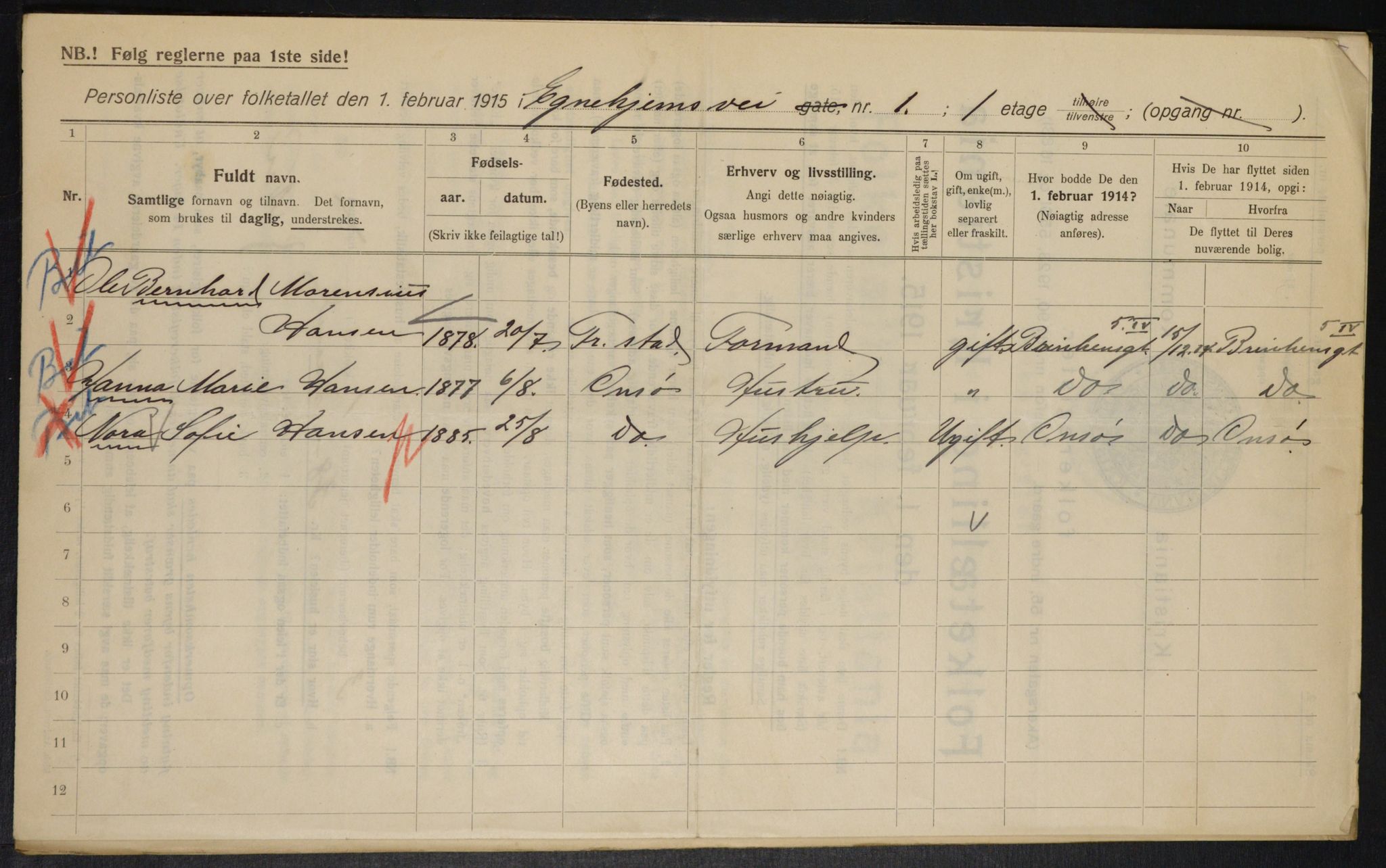 OBA, Municipal Census 1915 for Kristiania, 1915, p. 18322