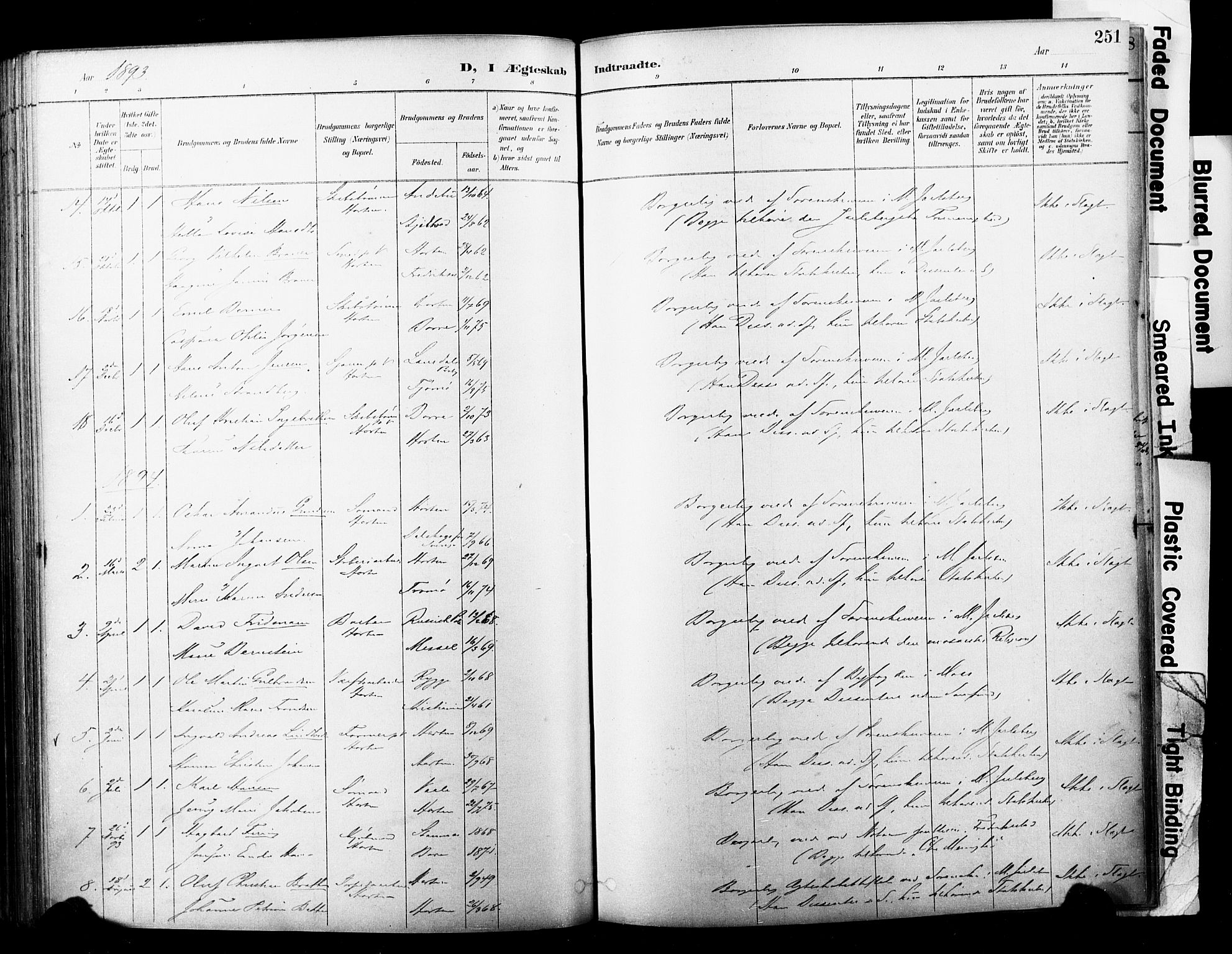 Horten kirkebøker, AV/SAKO-A-348/F/Fa/L0004: Parish register (official) no. 4, 1888-1895, p. 251