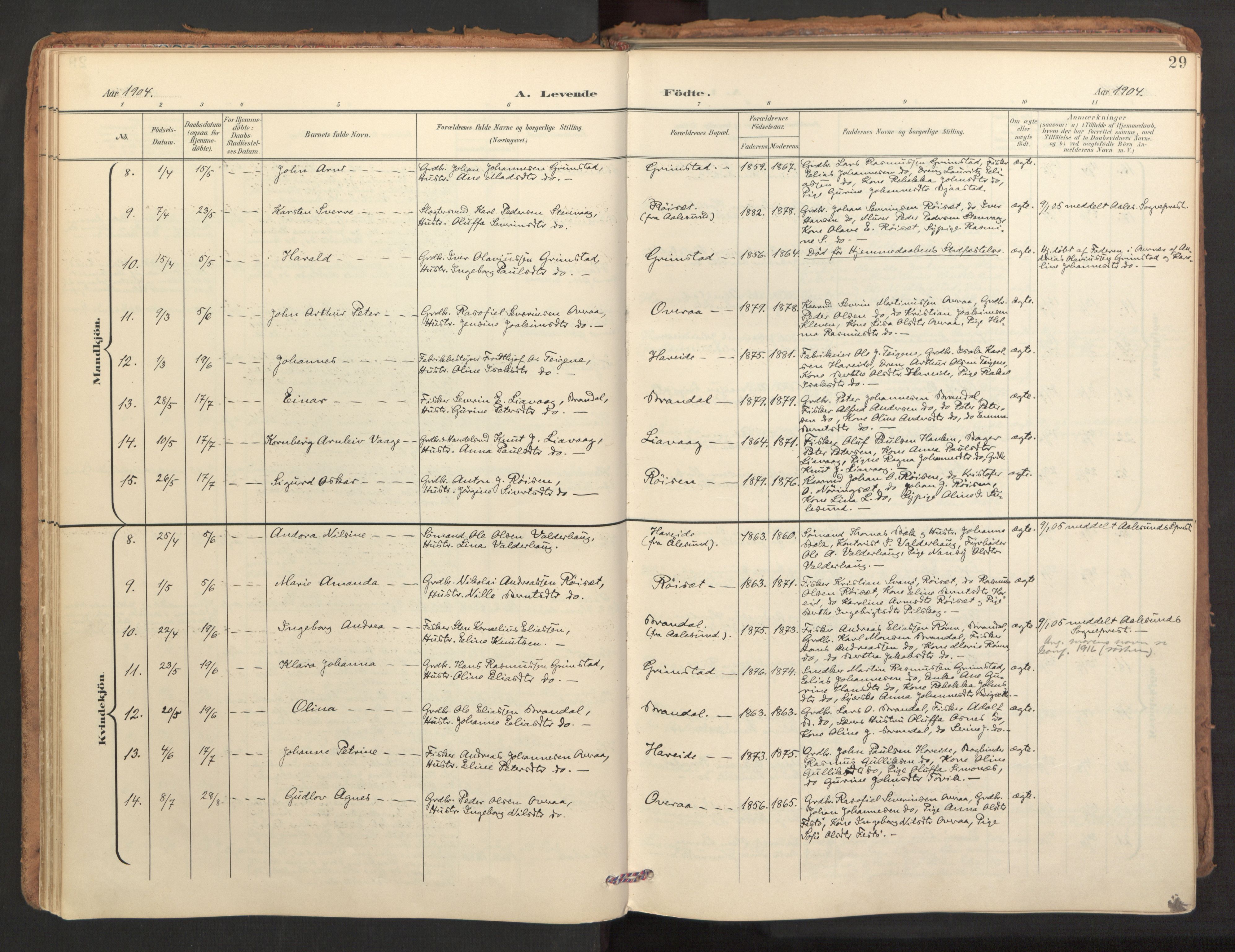Ministerialprotokoller, klokkerbøker og fødselsregistre - Møre og Romsdal, SAT/A-1454/510/L0123: Parish register (official) no. 510A03, 1898-1922, p. 29