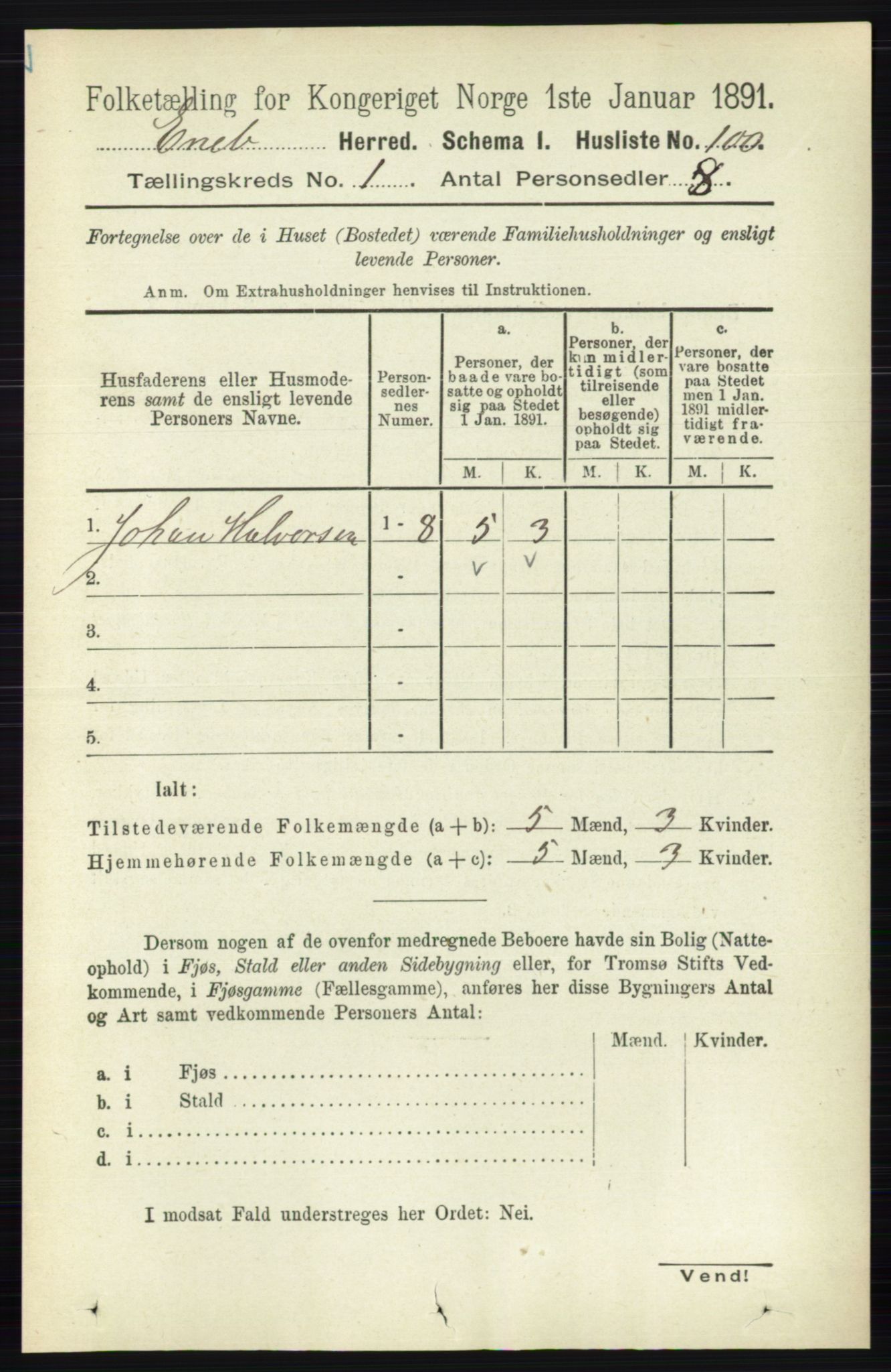 RA, 1891 census for 0229 Enebakk, 1891, p. 126