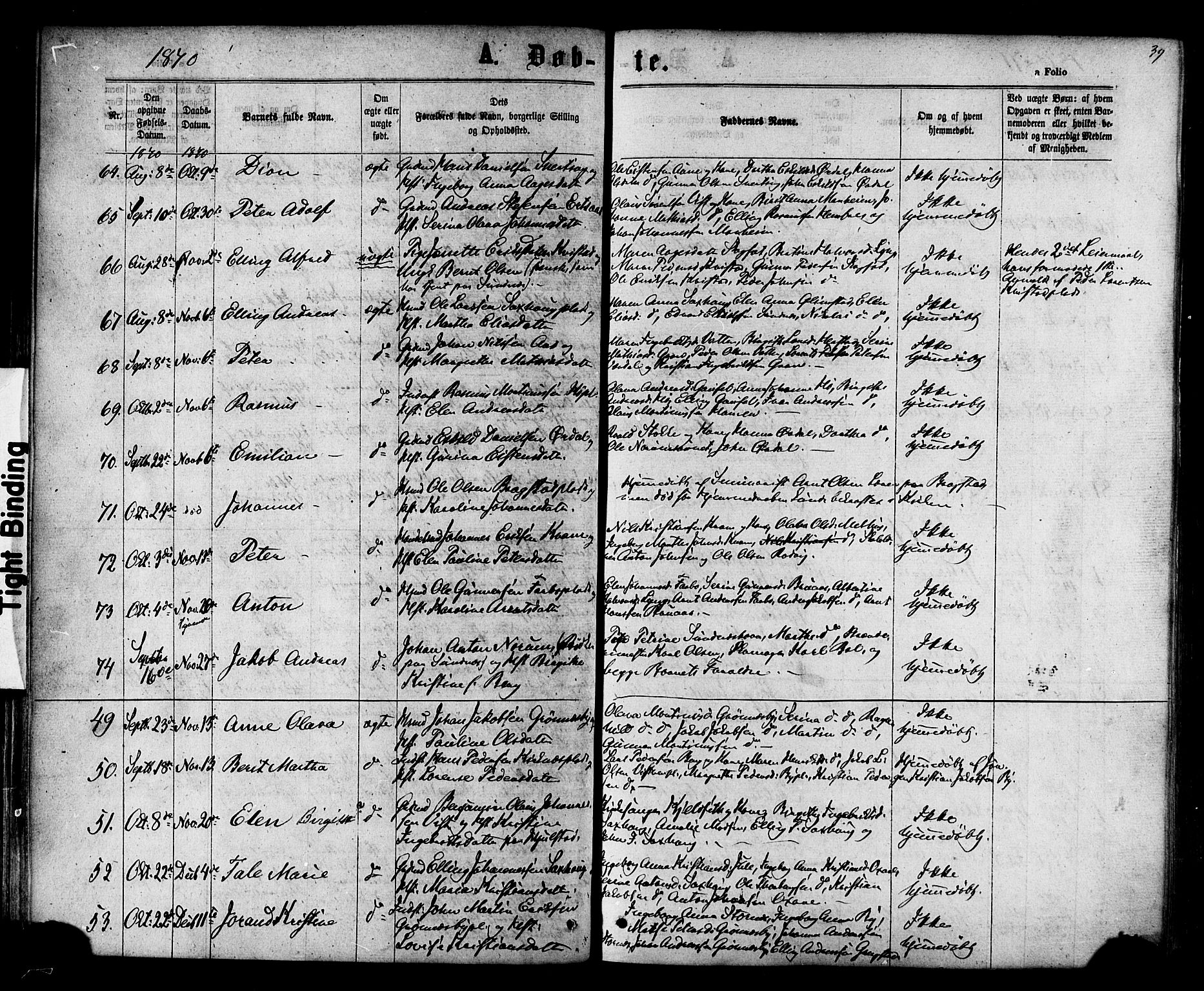 Ministerialprotokoller, klokkerbøker og fødselsregistre - Nord-Trøndelag, SAT/A-1458/730/L0284: Parish register (official) no. 730A09, 1866-1878, p. 39