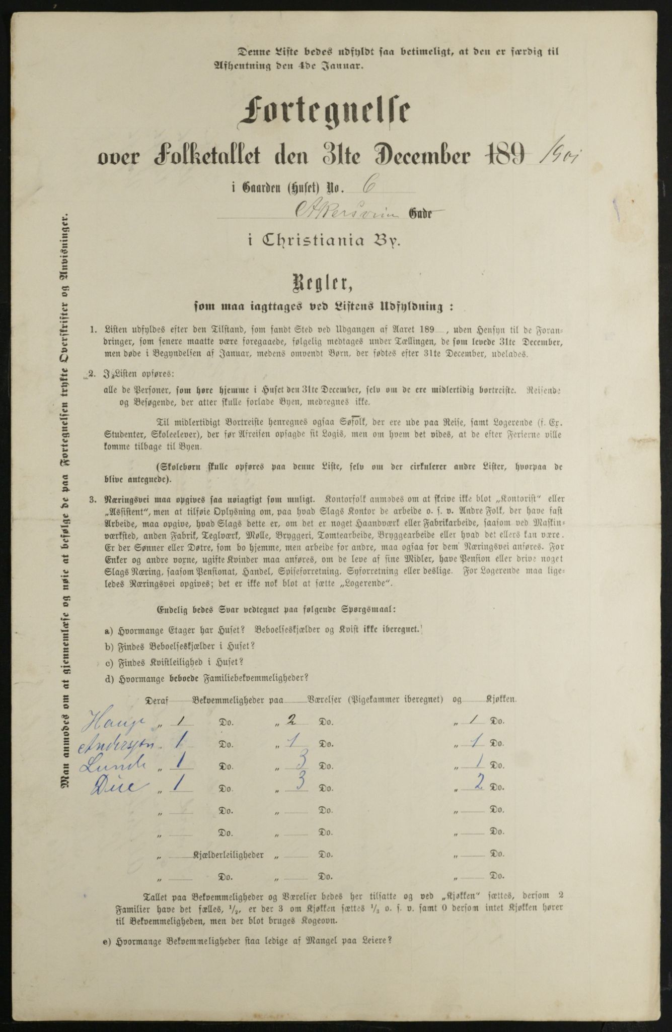 OBA, Municipal Census 1901 for Kristiania, 1901, p. 210