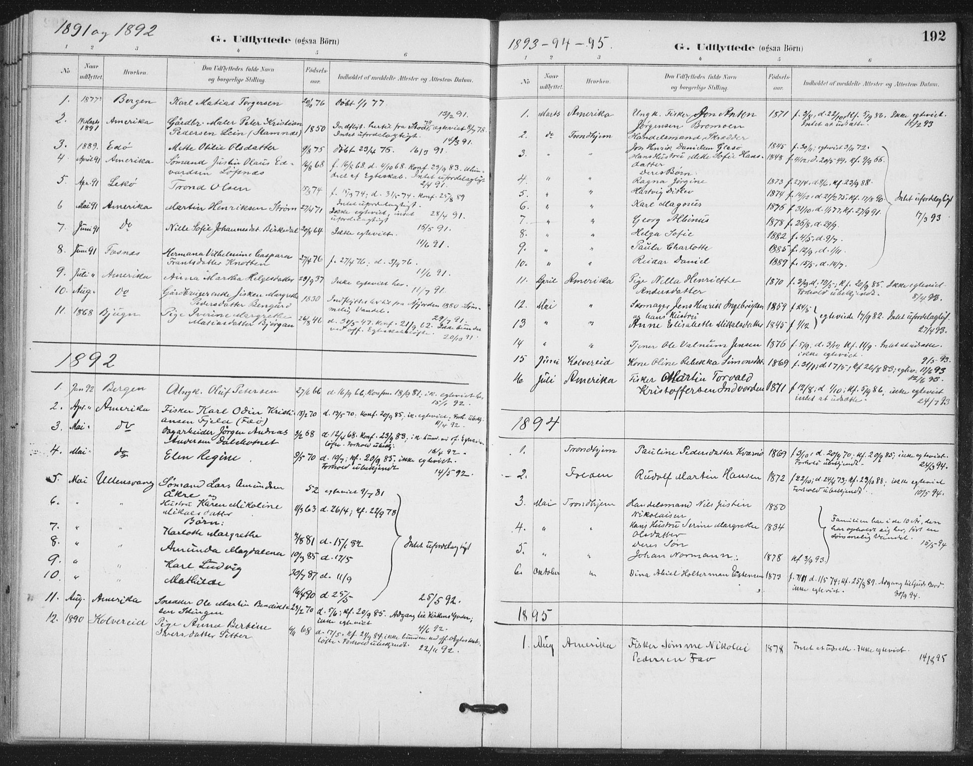 Ministerialprotokoller, klokkerbøker og fødselsregistre - Nord-Trøndelag, SAT/A-1458/772/L0603: Parish register (official) no. 772A01, 1885-1912, p. 192