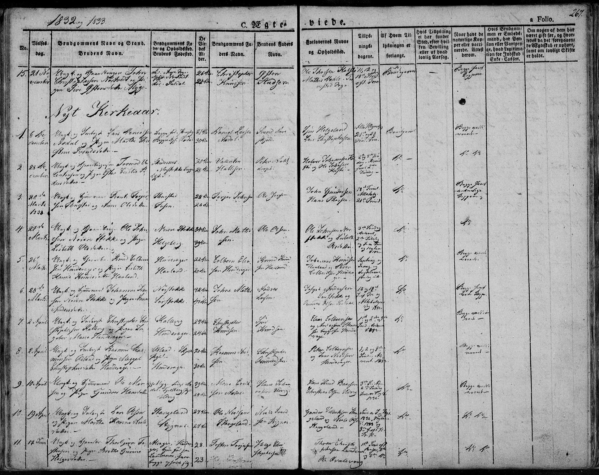Avaldsnes sokneprestkontor, SAST/A -101851/H/Ha/Haa/L0005: Parish register (official) no. A 5.1, 1825-1841, p. 267