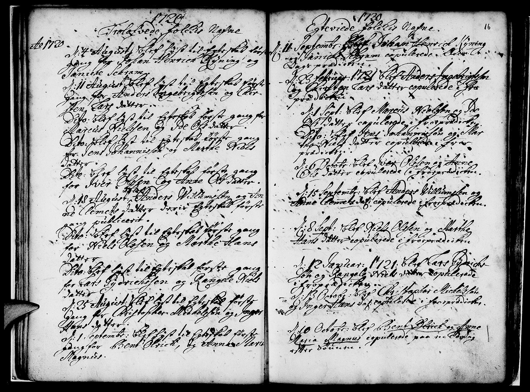 Nykirken Sokneprestembete, AV/SAB-A-77101/H/Haa/L0007: Parish register (official) no. A 7, 1719-1781, p. 16