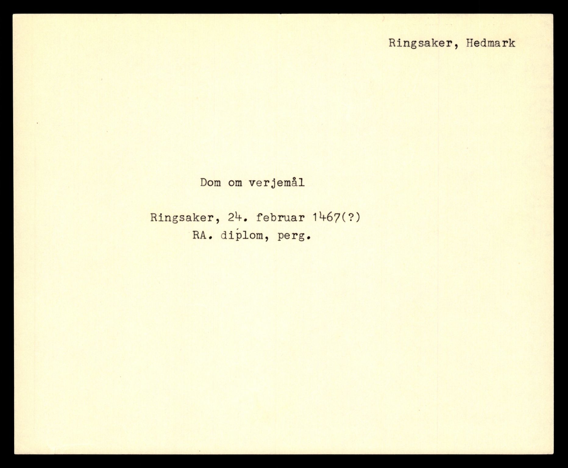 Riksarkivets diplomsamling, AV/RA-EA-5965/F35/F35e/L0007: Registreringssedler Hedmark 1, 1400-1700, p. 71