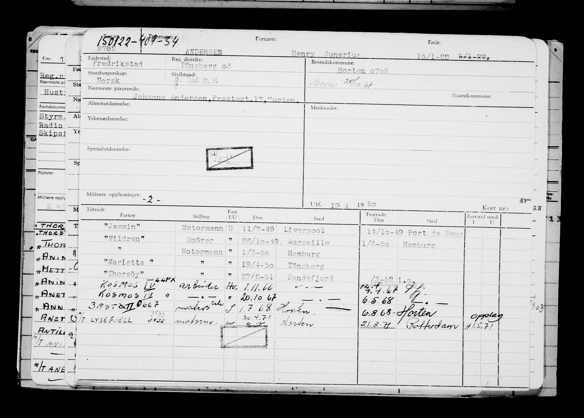 Direktoratet for sjømenn, AV/RA-S-3545/G/Gb/L0202: Hovedkort, 1922, p. 1