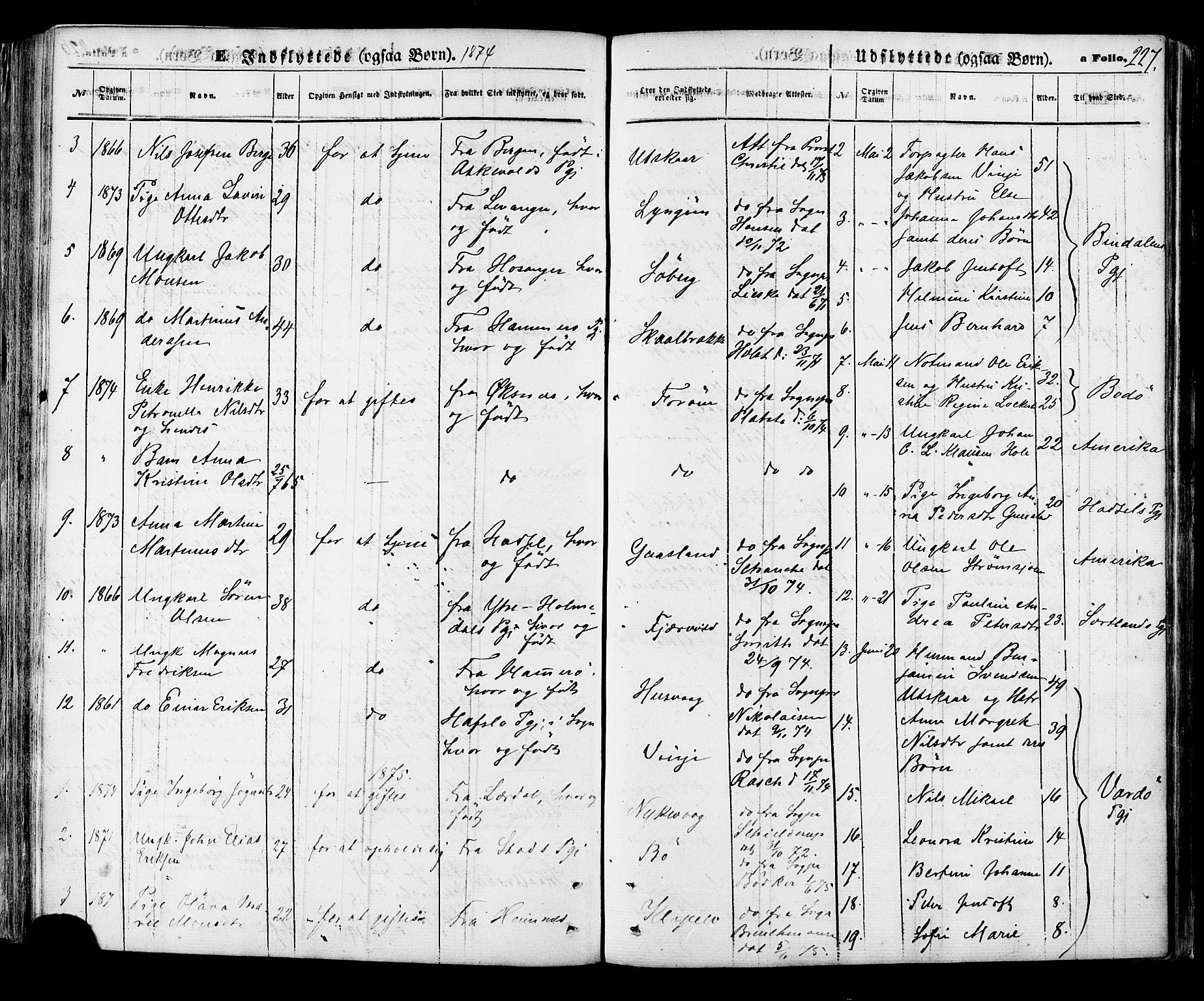 Ministerialprotokoller, klokkerbøker og fødselsregistre - Nordland, AV/SAT-A-1459/891/L1301: Parish register (official) no. 891A06, 1870-1878, p. 227