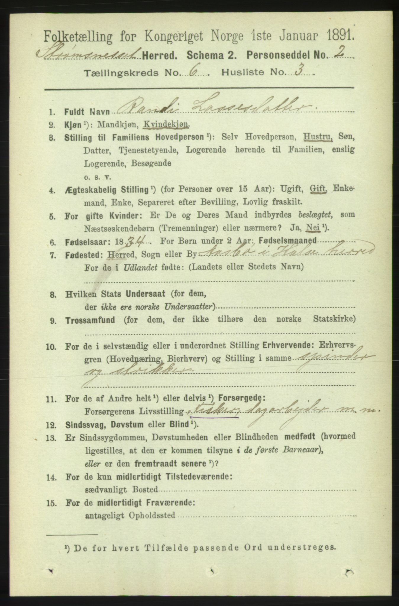 RA, 1891 census for 1559 Straumsnes, 1891, p. 1202