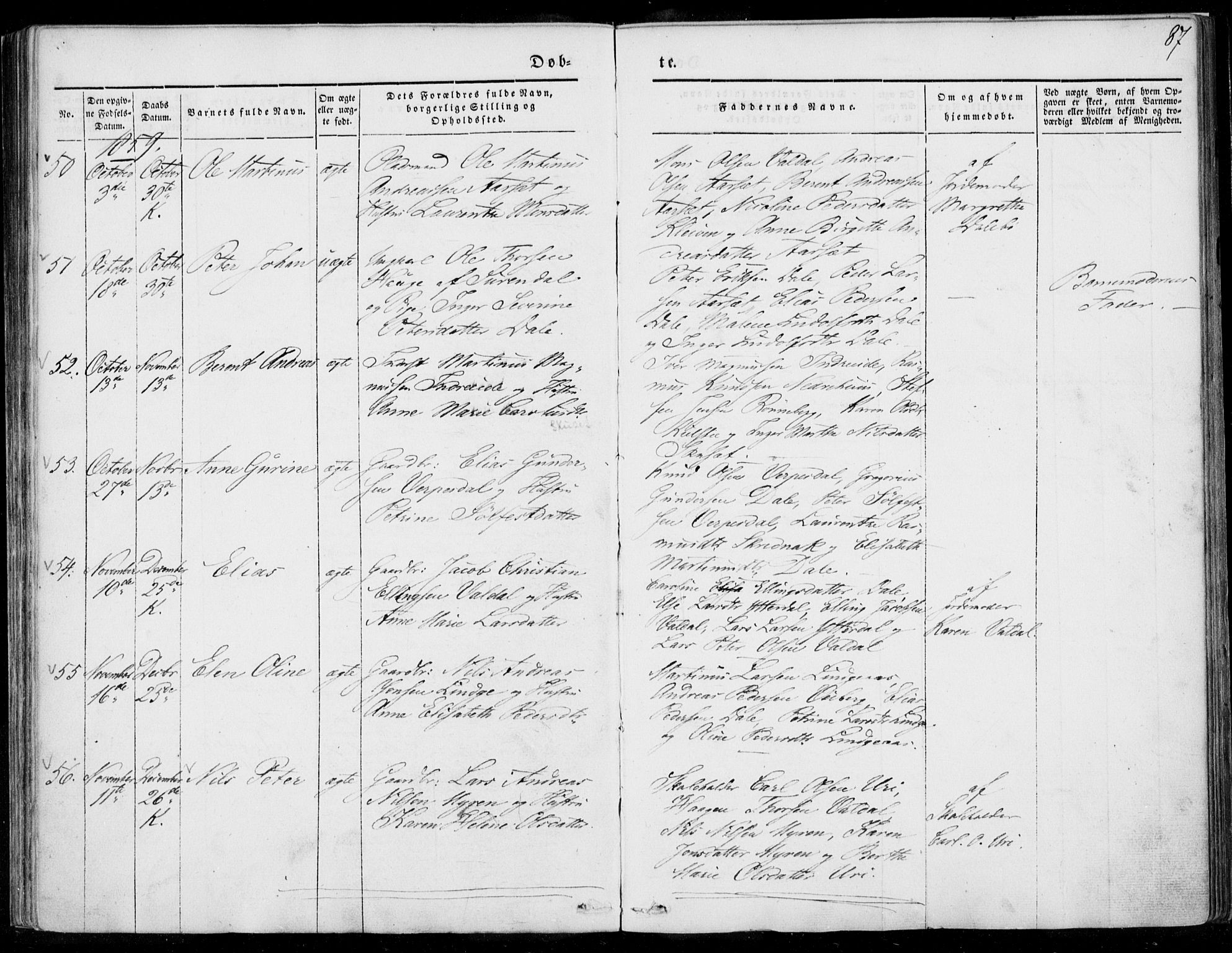 Ministerialprotokoller, klokkerbøker og fødselsregistre - Møre og Romsdal, SAT/A-1454/519/L0249: Parish register (official) no. 519A08, 1846-1868, p. 87