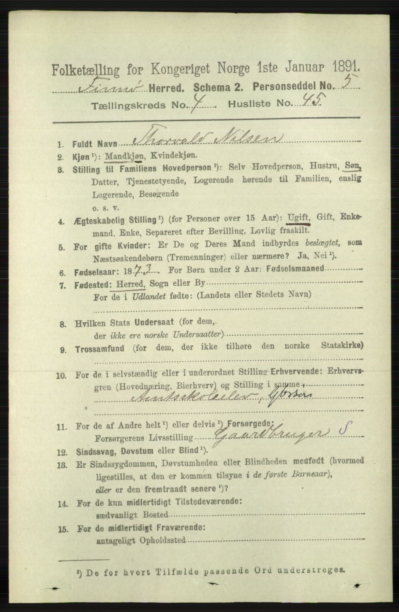 RA, 1891 census for 1141 Finnøy, 1891, p. 1078