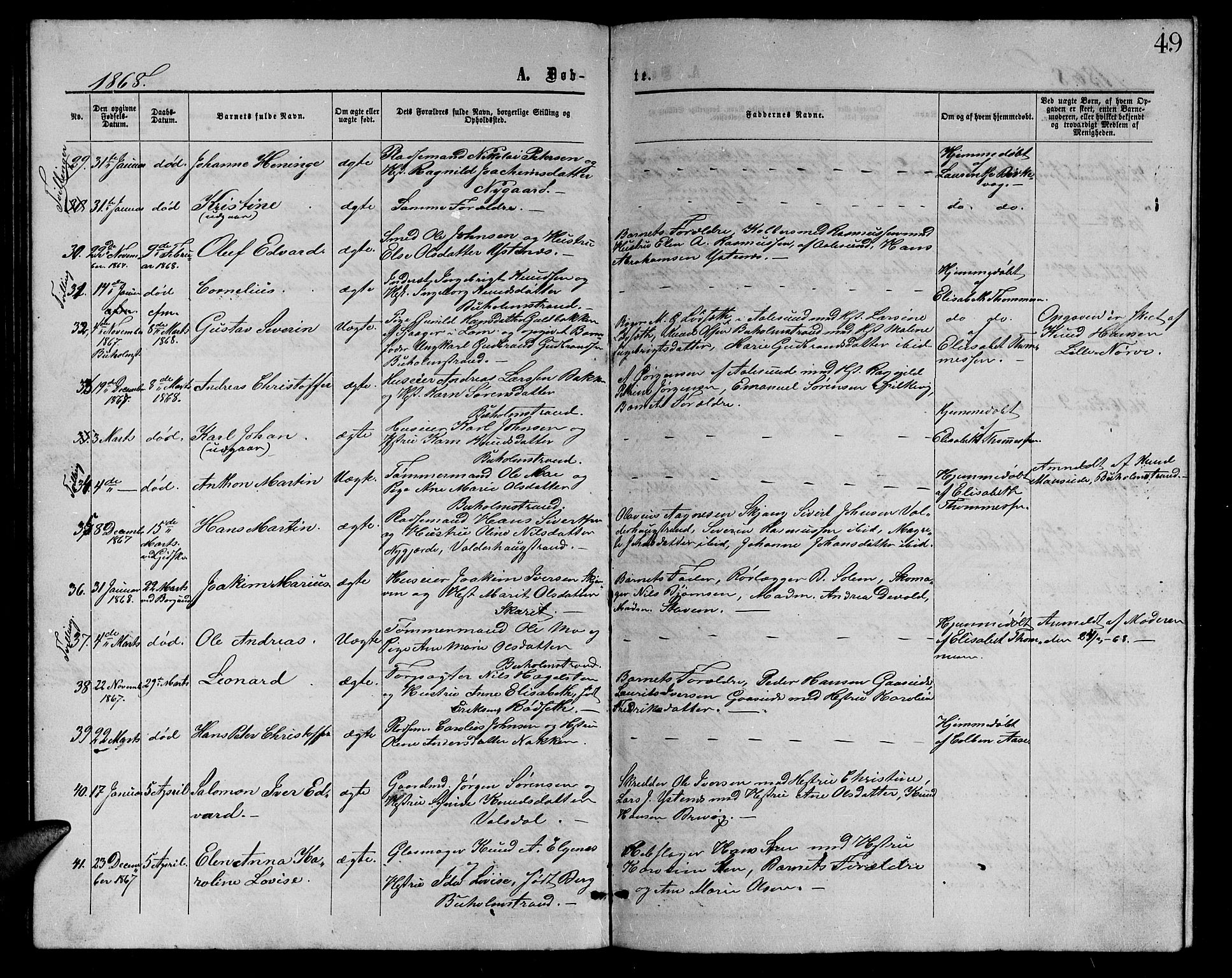 Ministerialprotokoller, klokkerbøker og fødselsregistre - Møre og Romsdal, AV/SAT-A-1454/528/L0428: Parish register (copy) no. 528C09, 1864-1880, p. 49