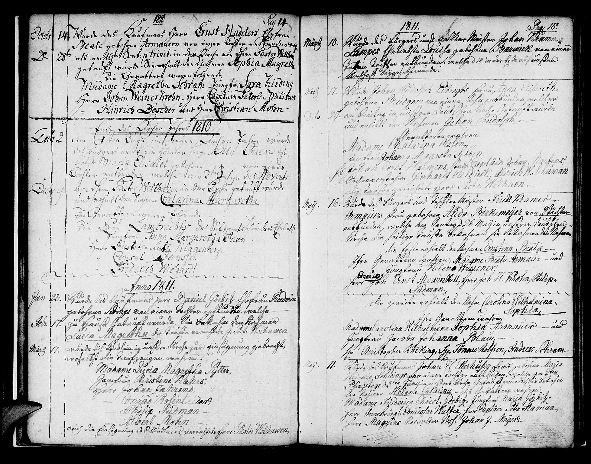 Mariakirken Sokneprestembete, AV/SAB-A-76901/H/Haa/L0004: Parish register (official) no. A 4, 1807-1815, p. 14-15