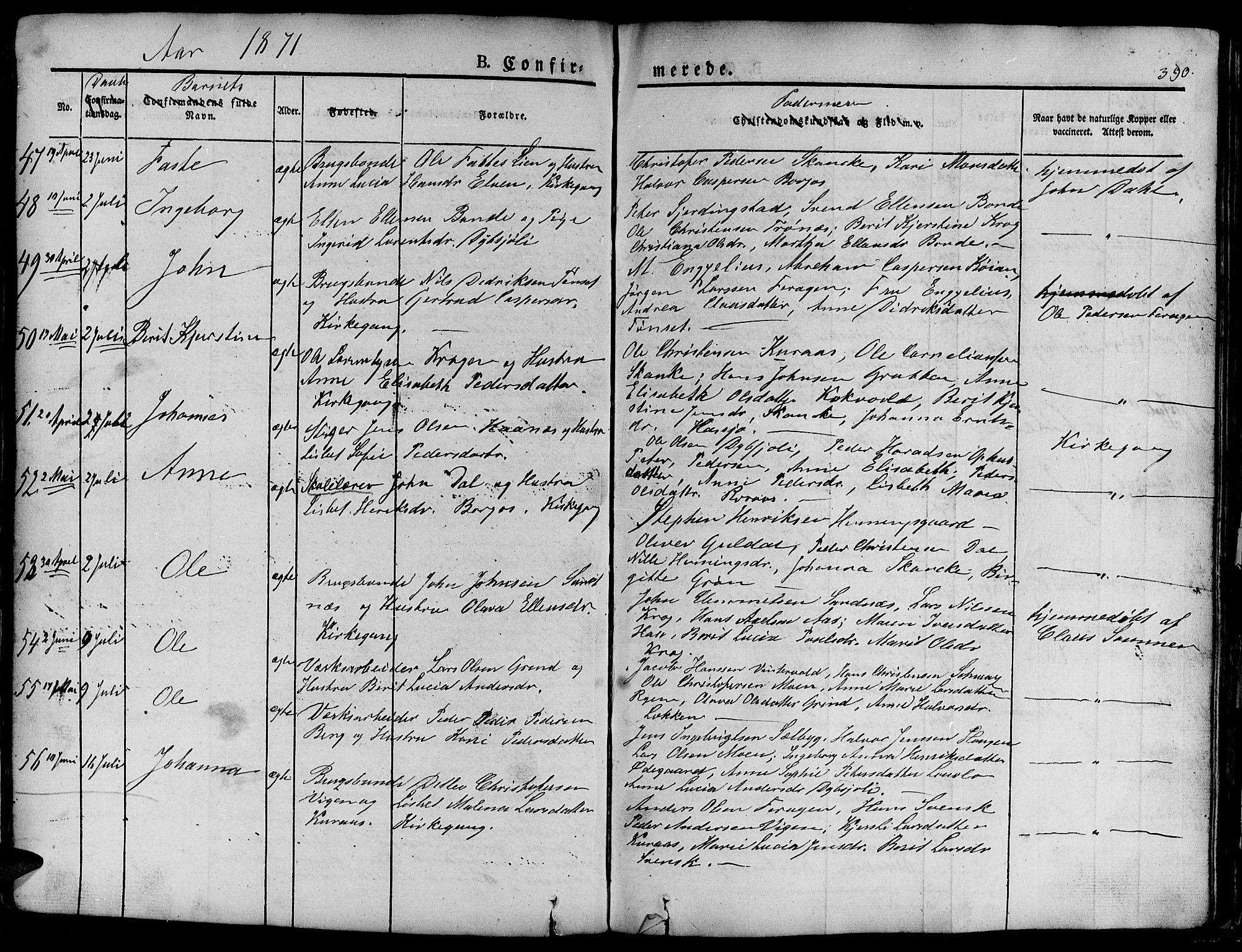 Ministerialprotokoller, klokkerbøker og fødselsregistre - Sør-Trøndelag, AV/SAT-A-1456/681/L0938: Parish register (copy) no. 681C02, 1829-1879, p. 390