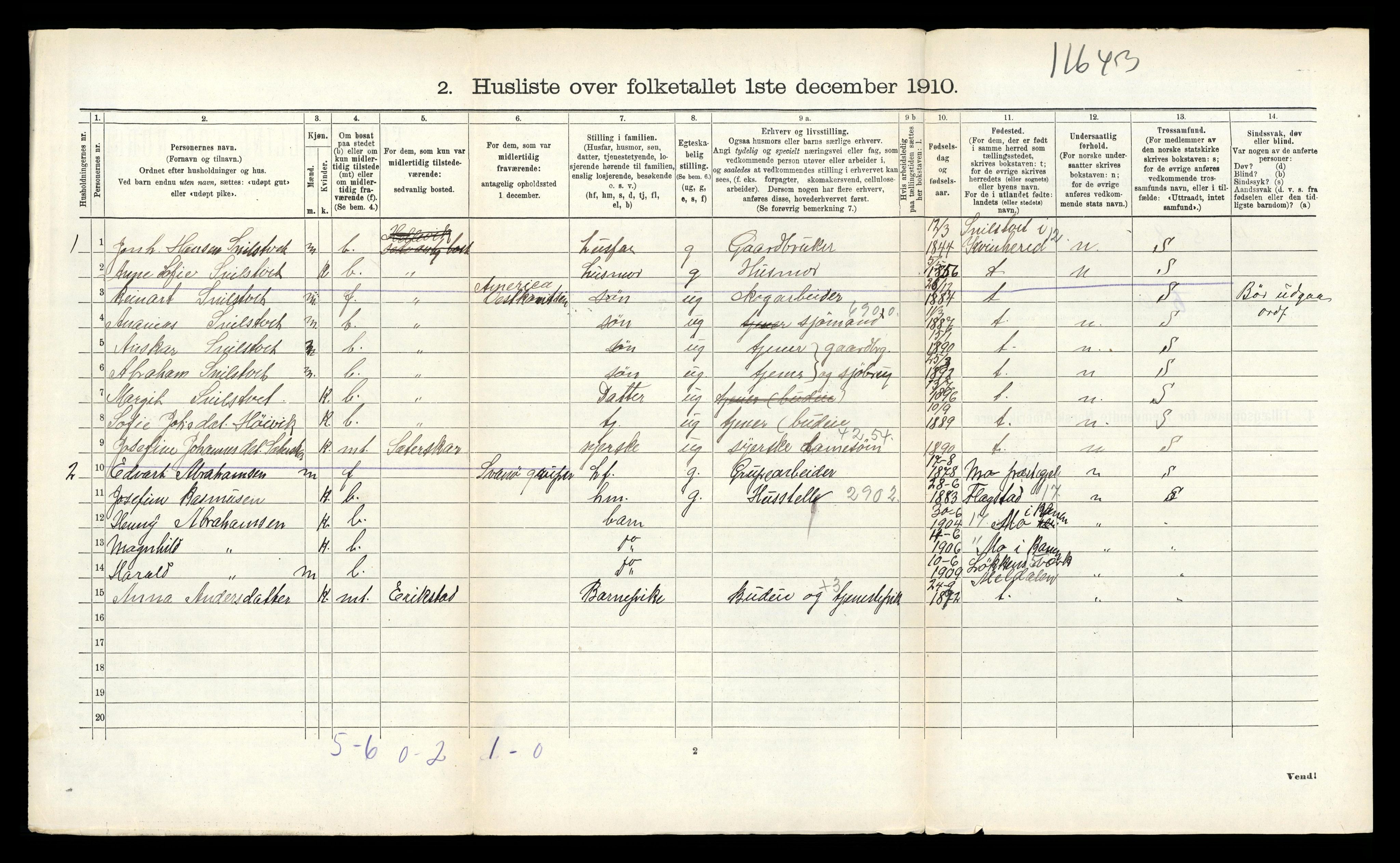 RA, 1910 census for Kinn, 1910, p. 1127