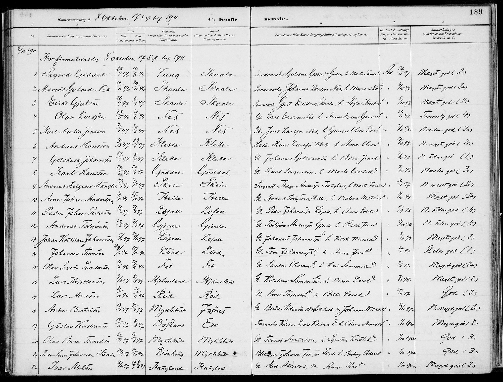 Kvinnherad sokneprestembete, SAB/A-76401/H/Haa: Parish register (official) no. B  1, 1887-1921, p. 189