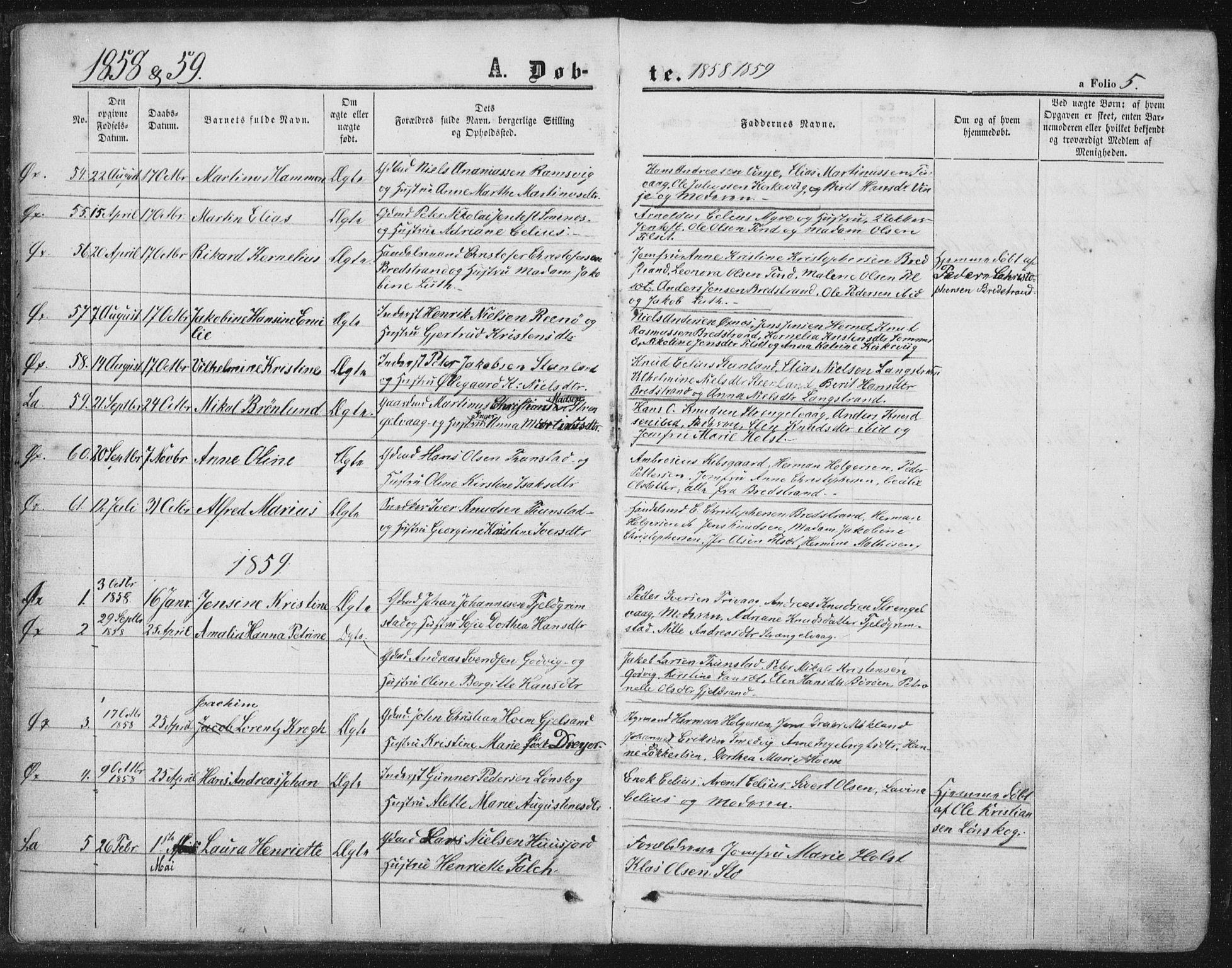 Ministerialprotokoller, klokkerbøker og fødselsregistre - Nordland, SAT/A-1459/893/L1333: Parish register (official) no. 893A06, 1858-1866, p. 5
