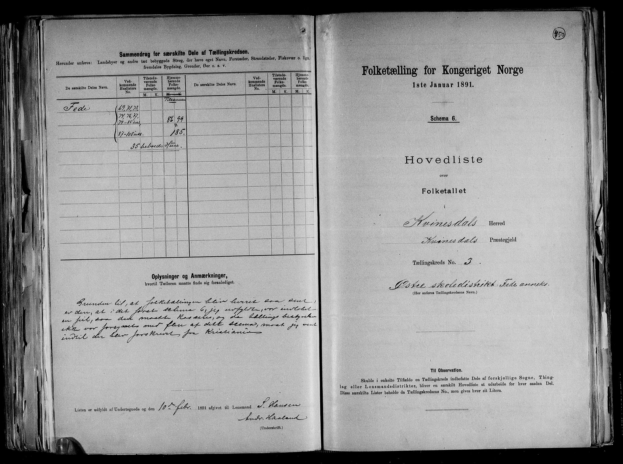 RA, 1891 census for 1037 Kvinesdal, 1891, p. 12